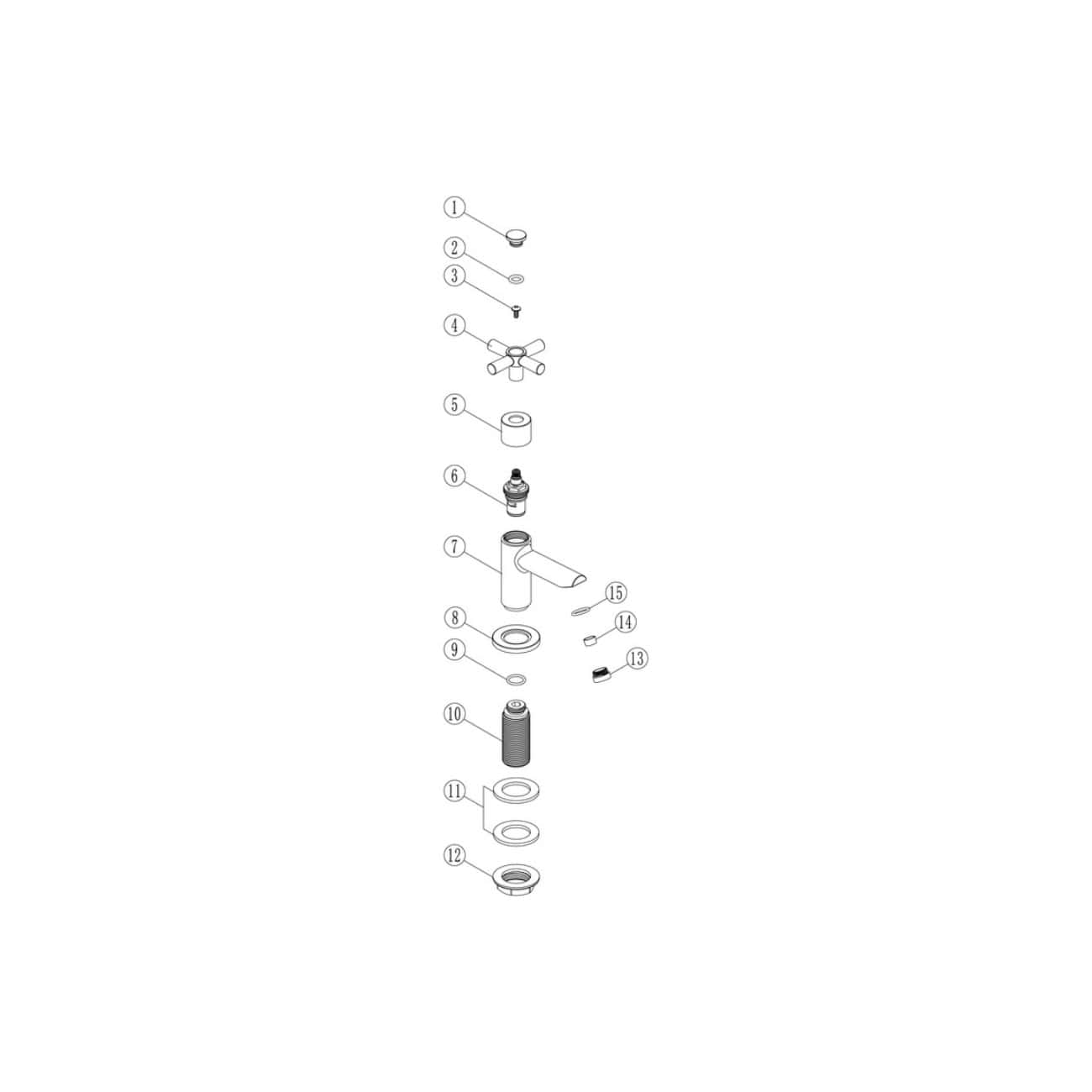 Chrome bathroom tap repair kit with valve and handle components for installation and maintenance. Suitable for modern bathroom fixtures, essential for plumbing repairs and upgrades.