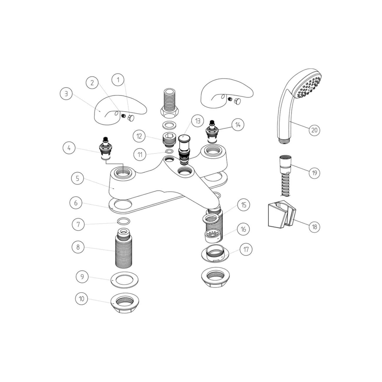 High-quality bathroom mixer valve diagram from Bubly Bathrooms, showcasing detailed plumbing parts and components for modern bathroom installation and repair.
