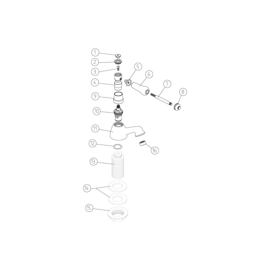 Flexible bathroom sink tap parts diagram, showing technical components and assembly details for plumbing repair and maintenance.
