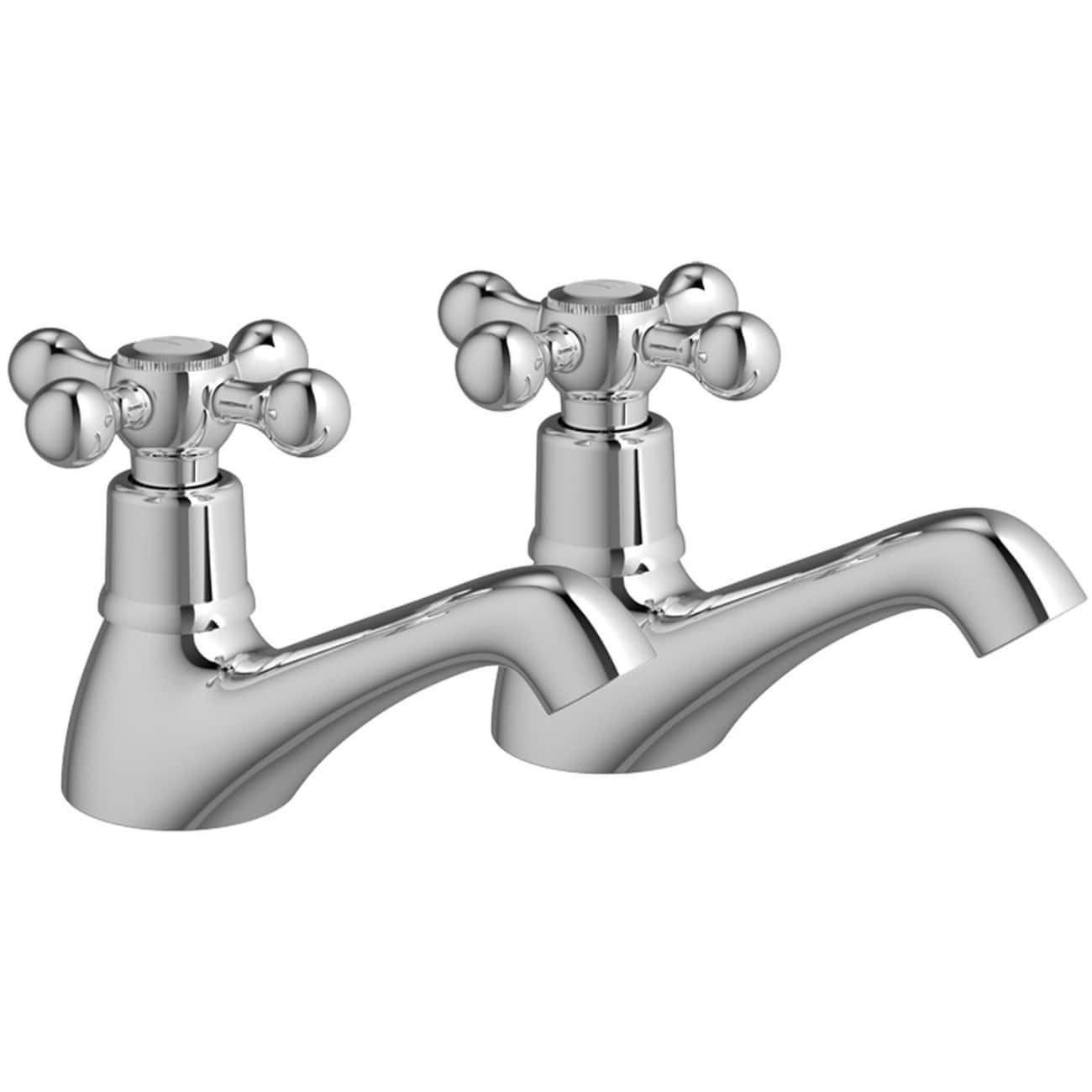 Chrome vintage-style kitchen sink tap with dual cross handles, polished finish, ideal for traditional bathroom or kitchen fittings. Durable and easy to install.