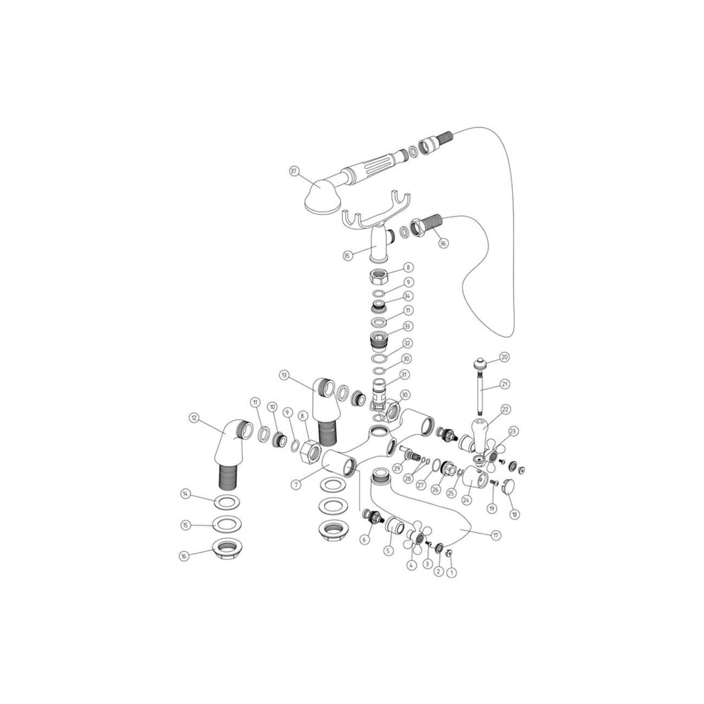 Valve repair and maintenance diagram for Bubly Bathrooms brassware, showcasing detailed parts and connections. Perfect for plumbing upgrades and troubleshooting in bathroom fixtures.