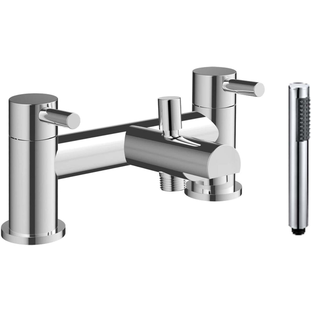 Chrome kitchen mixer tap with a separate handheld spray attachment, modern bathroom or kitchen faucet, sleek and stylish fixture for easy water control.