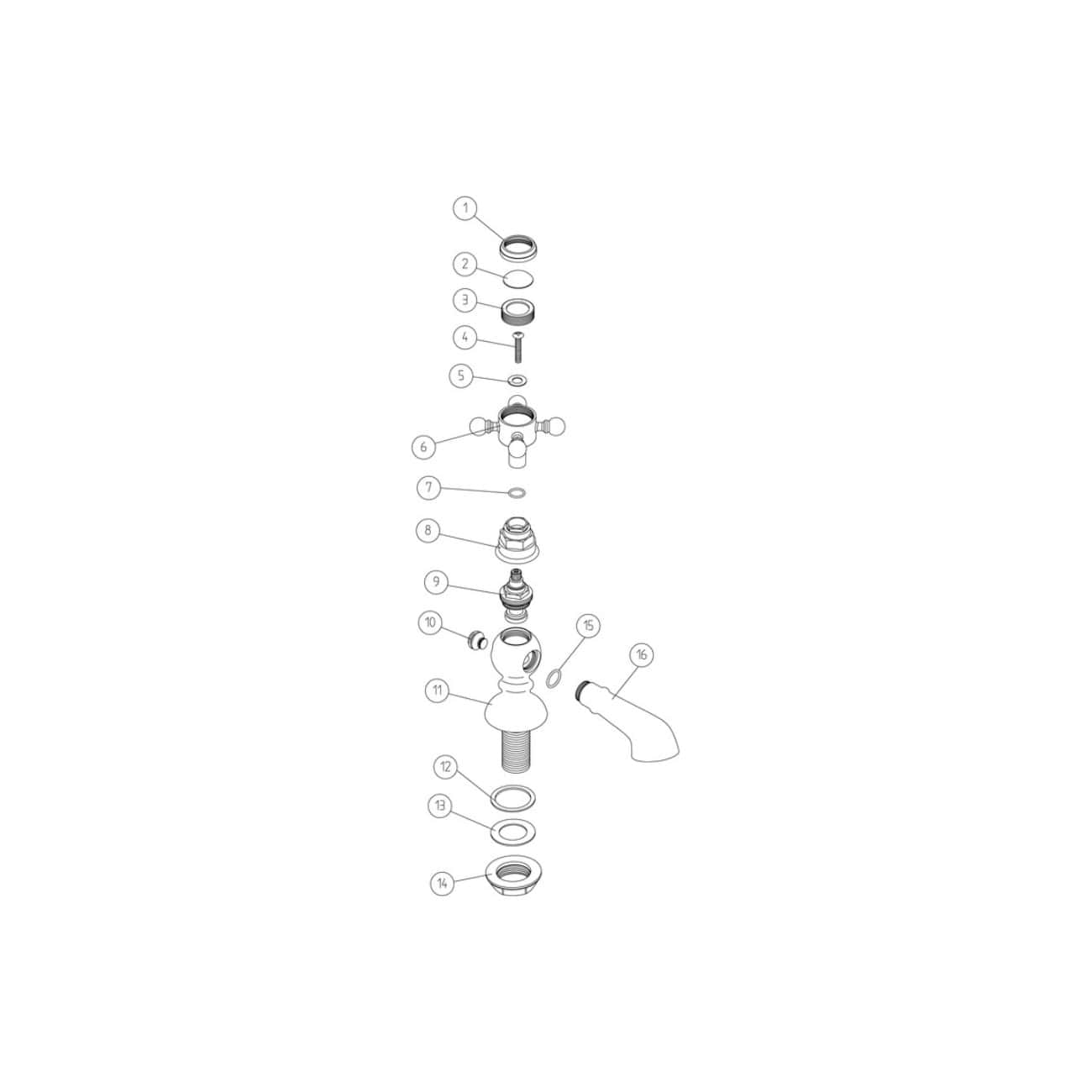 Corrosion-resistant bathroom tap repair parts, plumbing diagram, Bubly Bathrooms plumbing components for bathroom fixtures, detailed exploded view for easy installation or repair.