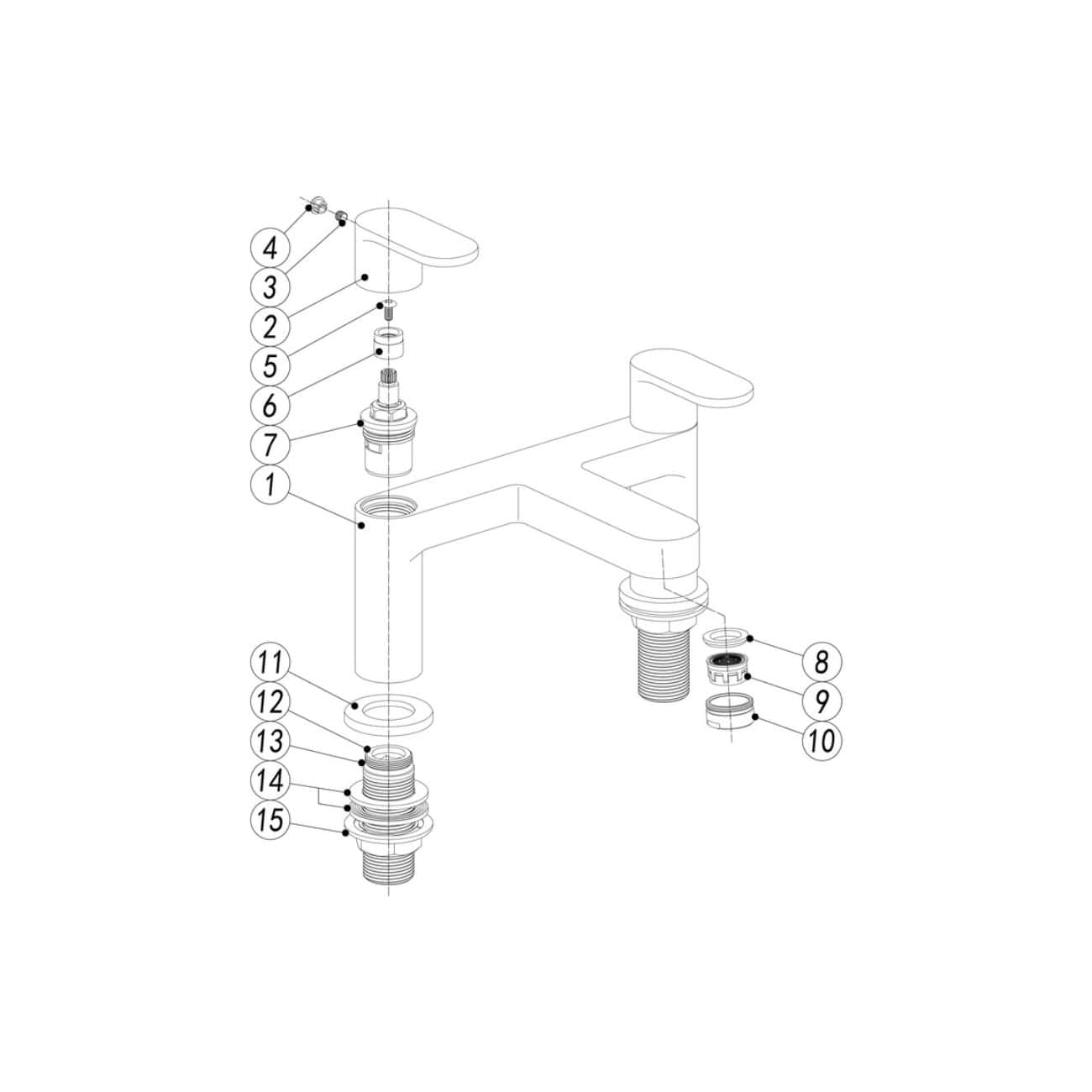 Flexible kitchen and bathroom faucet plumbing diagram with detailed parts exploded view and numbered components for easy repair and installation.