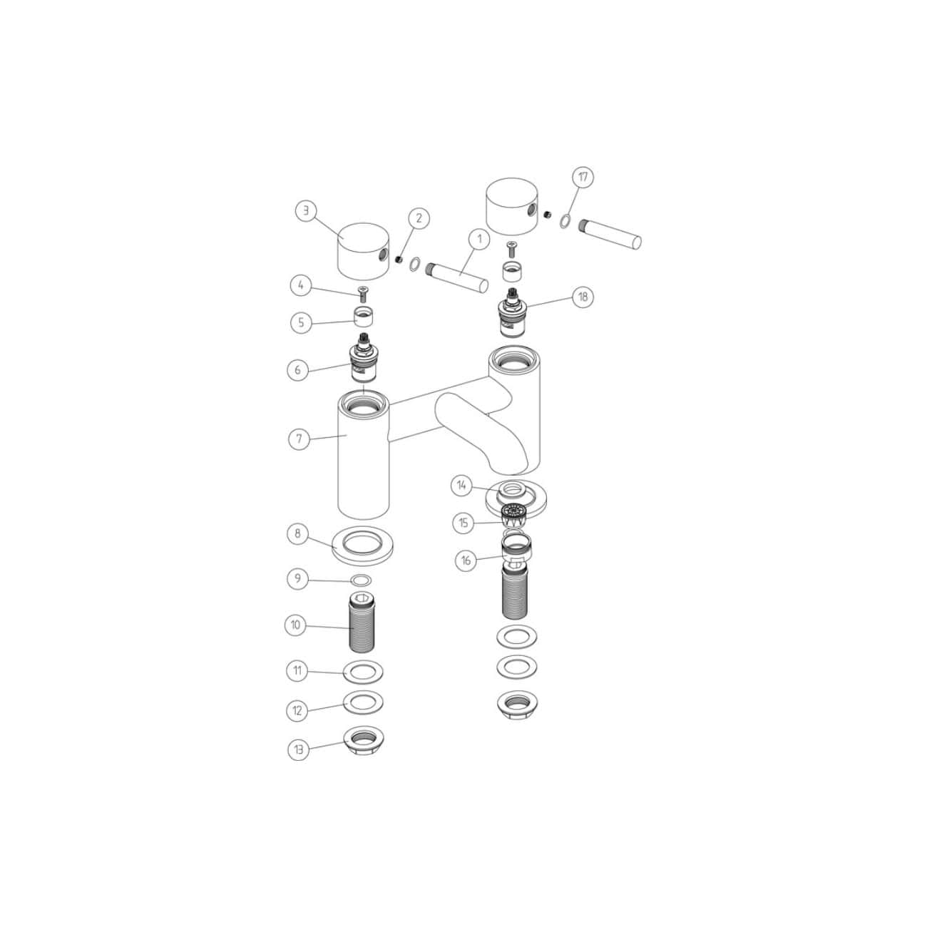 Modern bathroom faucet installation diagram with detailed parts and assembly instructions. Perfect for bathroom plumbing upgrades and repair projects.