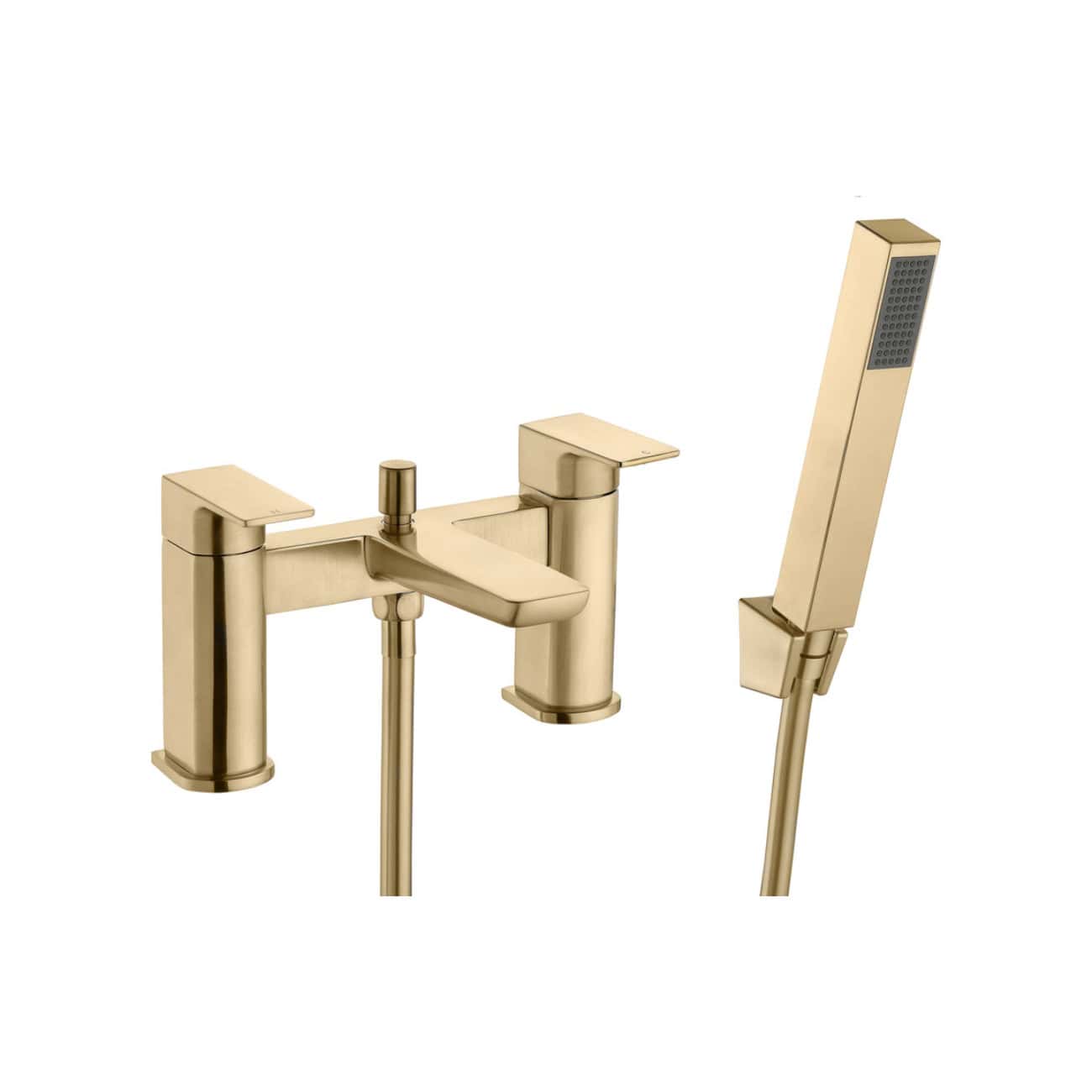 Luxurious brass bathroom tap and handheld shower set by Bubly Bathrooms, combining modern design and high-quality materials, perfect for premium bathroom installations.