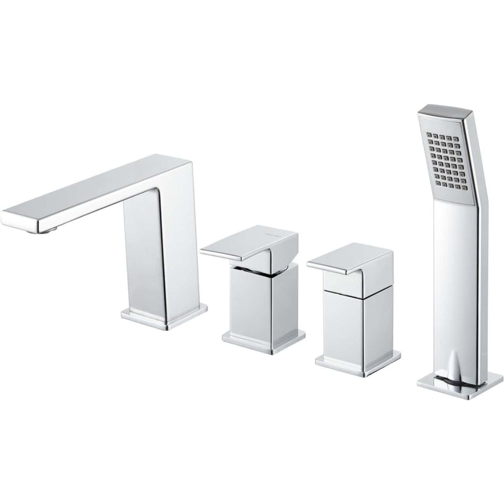 Sleek modern chrome bathroom faucets and shower set with minimalist design for luxurious bathroom upgrades. Suitable for contemporary bathroom renovations and fittings.