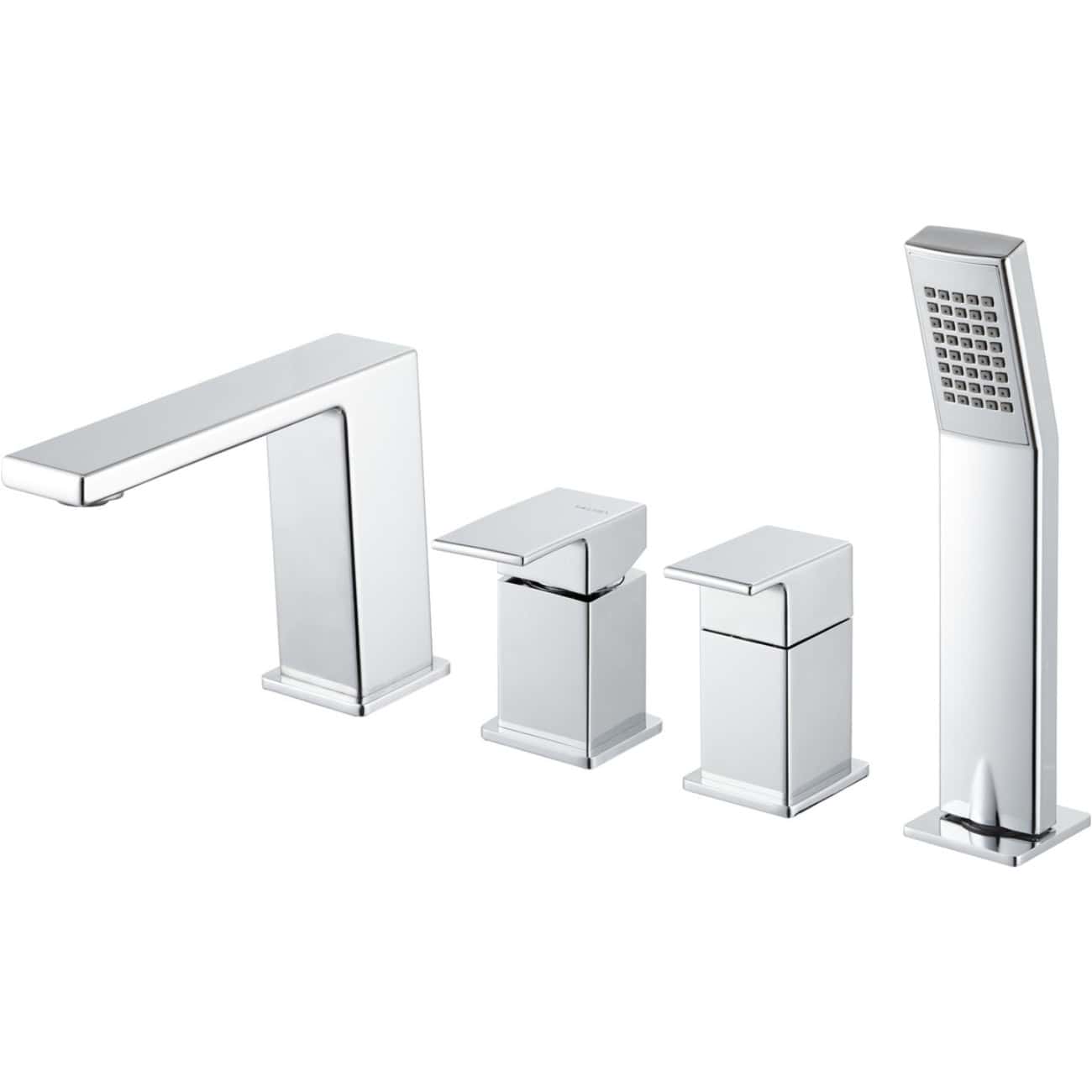 Sleek modern chrome bathroom faucets and shower set with minimalist design for luxurious bathroom upgrades. Suitable for contemporary bathroom renovations and fittings.