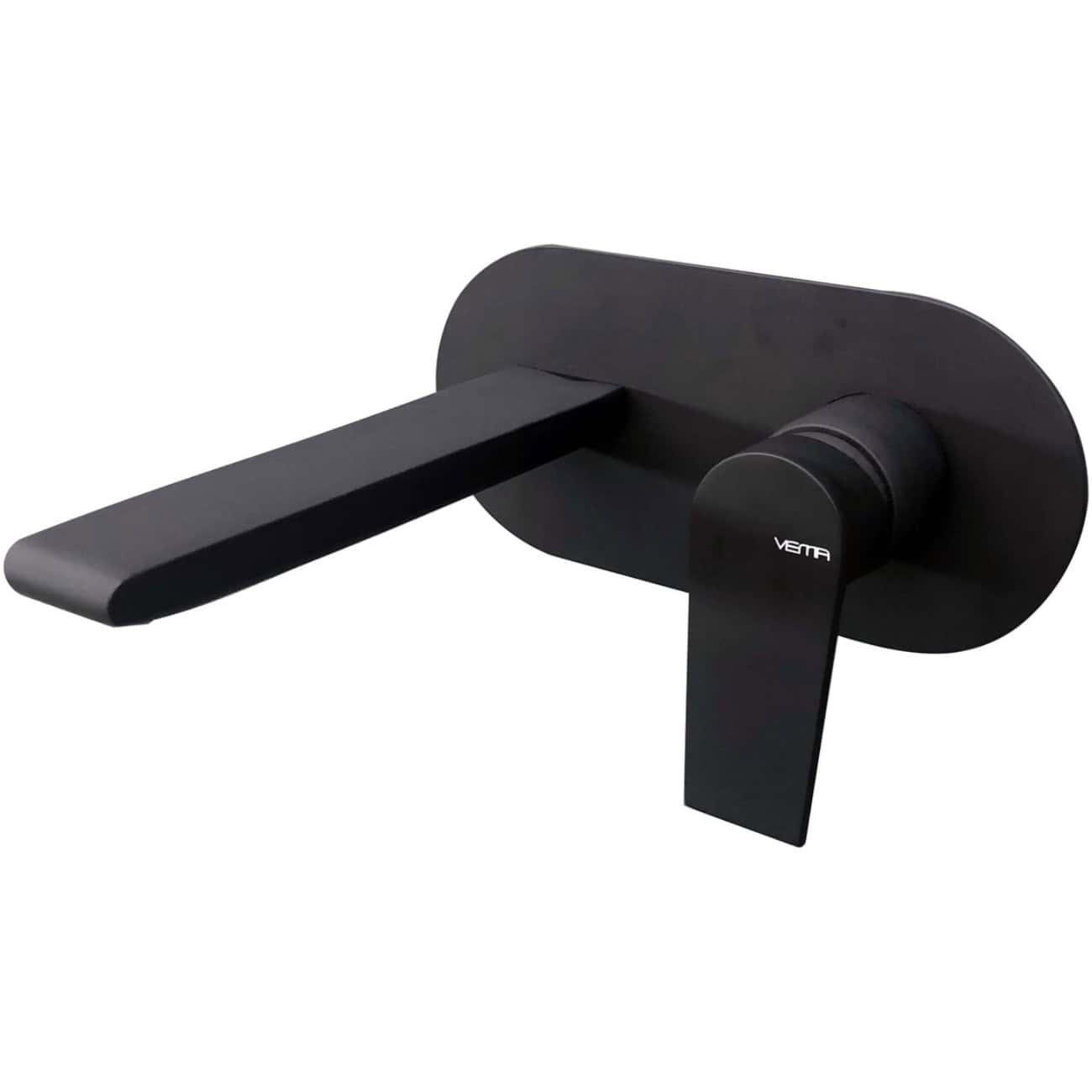 Sleek black modern bathroom tap with minimalist design, perfect for contemporary bathrooms, featuring matte finish and easy-to-use lever control, by VEMA.