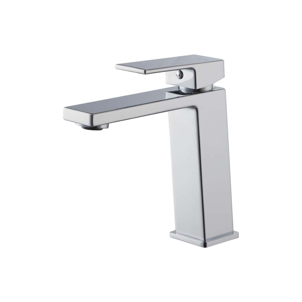 Modern chrome bathroom tap with a sleek, minimalist design, ideal for contemporary washbasins, providing both style and functionality in bathroom remodels.
