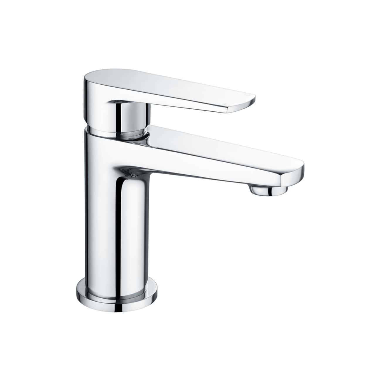 Polished chrome bathroom tap with modern design, ideal for kitchen or basin use, featuring a single lever handle for easy water control.