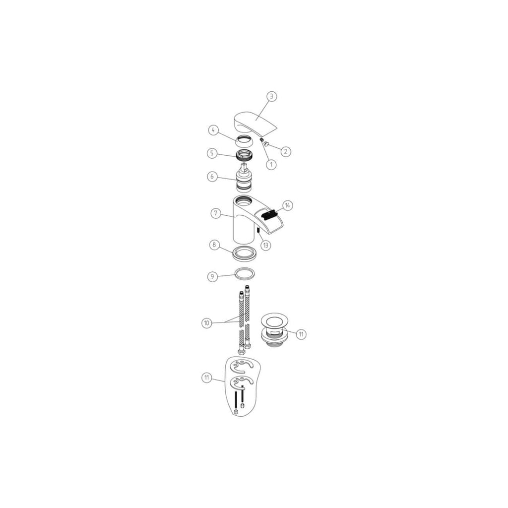 LED bathroom mixer tap plumbing diagram with detailed parts and installation components. Perfect for bathroom plumbing upgrades and DIY repairs.