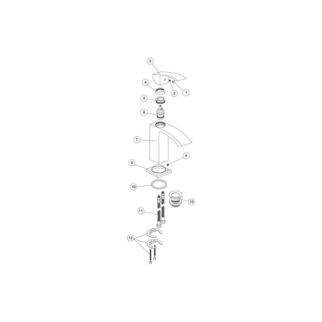 Elegant modern bathroom faucet with detailed technical diagram, showcasing installation components and design elements for high-quality Bubly Bathrooms fixtures.