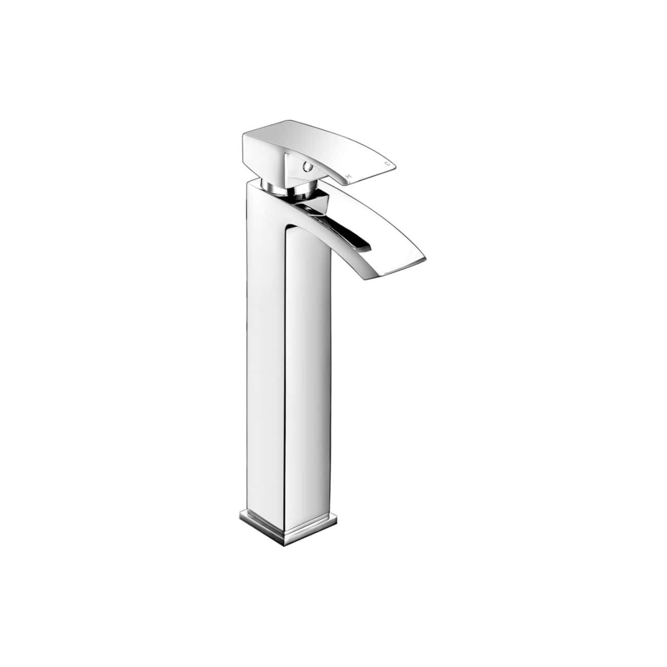 Sleek modern chrome bathroom sink mixer tap with a single lever for precise water control, designed for contemporary bathroom aesthetics.
