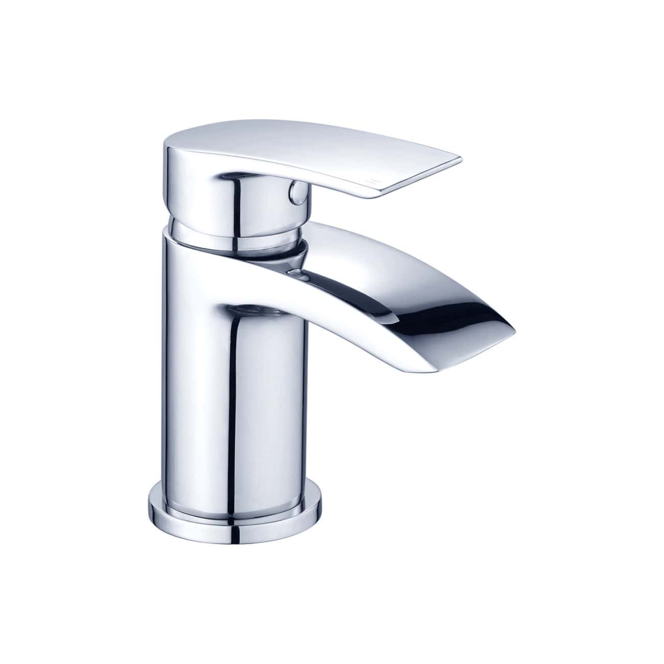 Shiny chrome bathroom mixer faucet with sleek modern design, suitable for contemporary bathrooms. Perfect for hot and cold water control, easy to install and maintain.