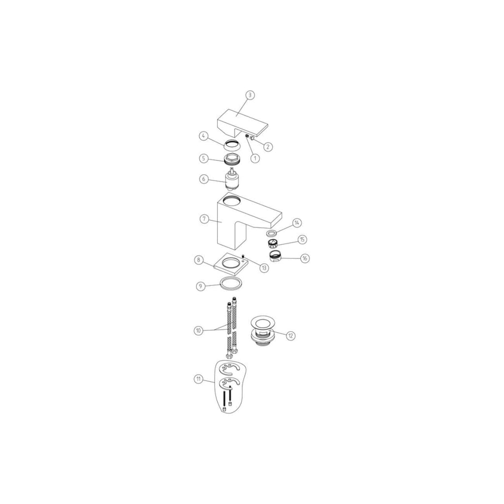 Modern bathroom faucet design with detailed exploded view, showcasing easy installation and component parts for efficient bathroom plumbing solutions.