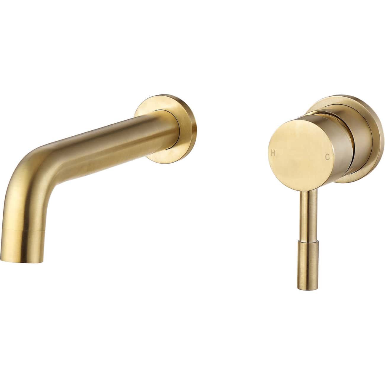 Brass bathroom tap and mixer valve for modern bathroom design, featuring a sleek matte gold finish, suitable for contemporary renovation projects and high-end plumbing installations.