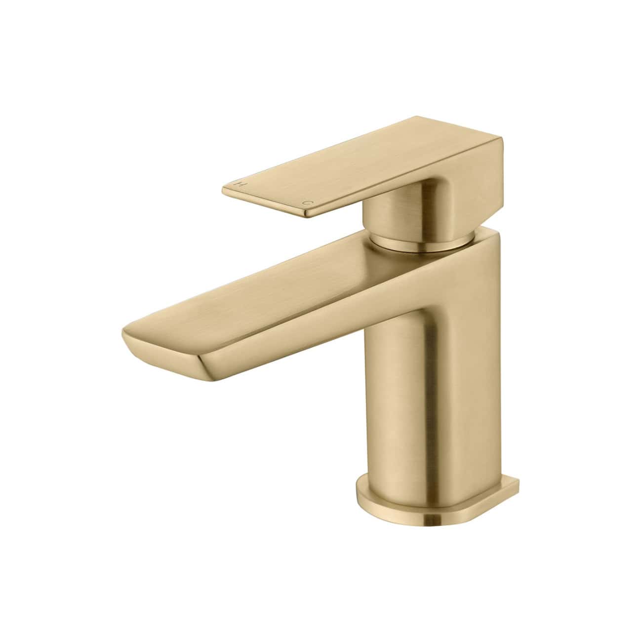 Sleek gold bathroom basin mixer tap with modern minimalist design, perfect for contemporary bathroom settings, blending style and functionality for a luxurious finish.