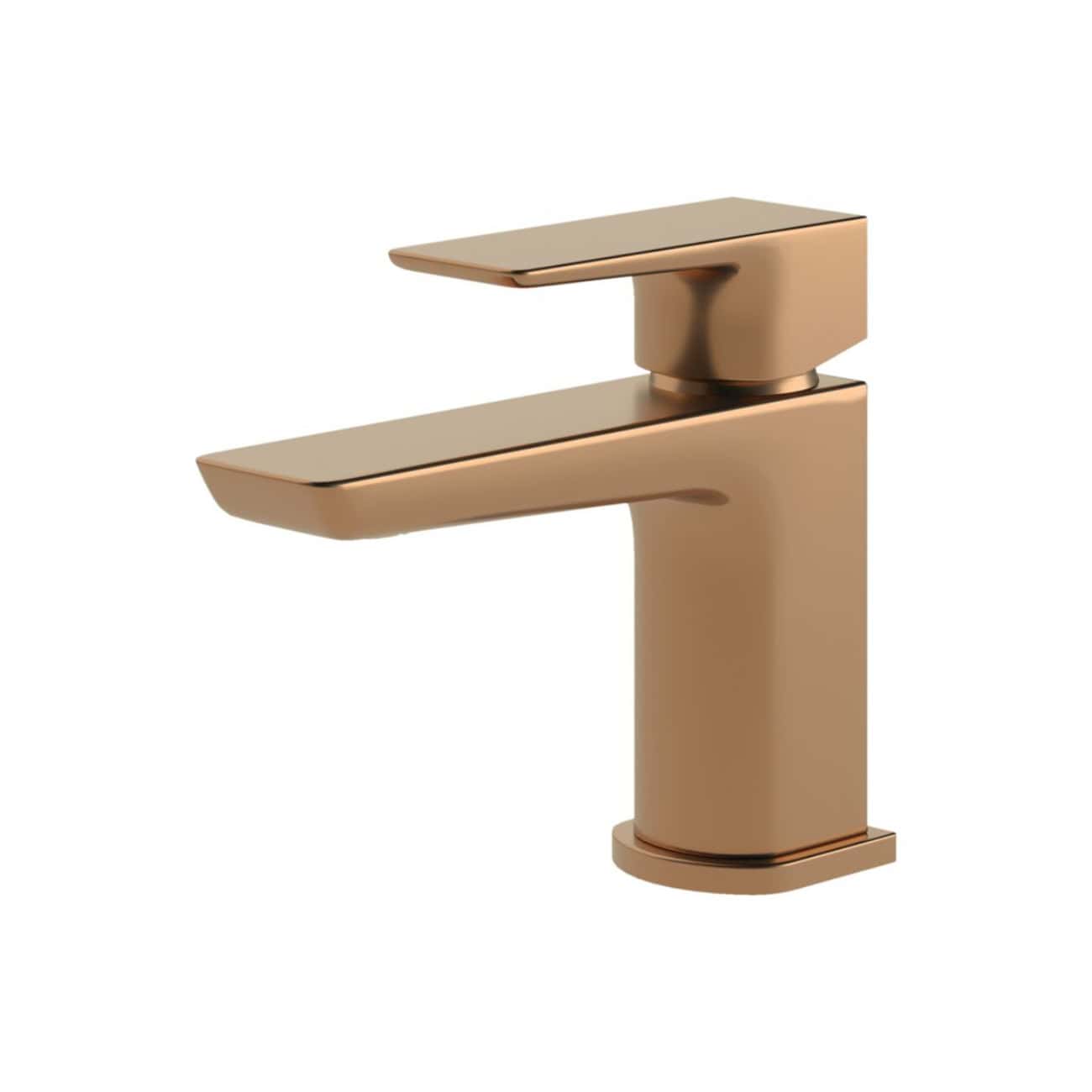 Luxurious rose gold bathroom faucet with modern sleek design, ideal for contemporary bathroom renovations and fixtures, focusing on elegance and style.