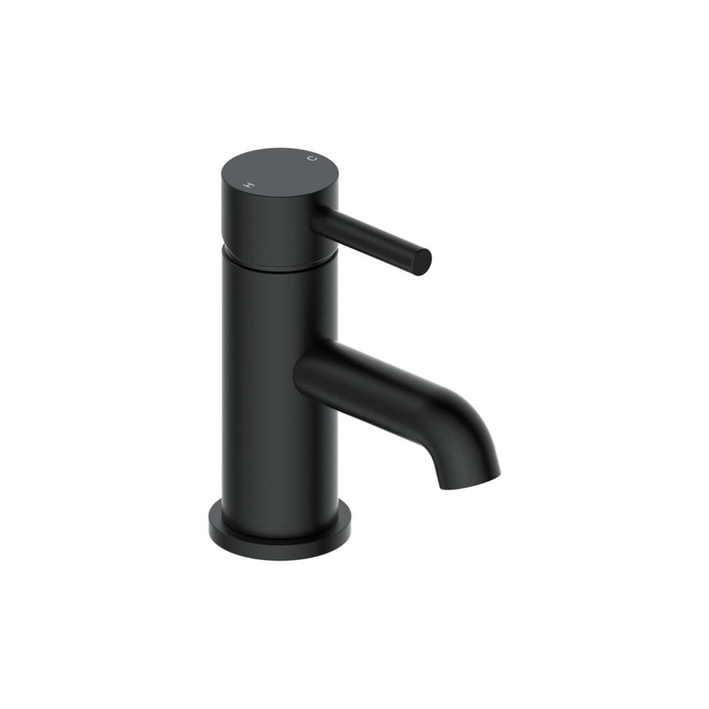 Matte black bathroom faucet with modern single-handle design, ideal for contemporary bathroom sinks, featuring high-quality ceramic disc valve for durability and smooth operation.