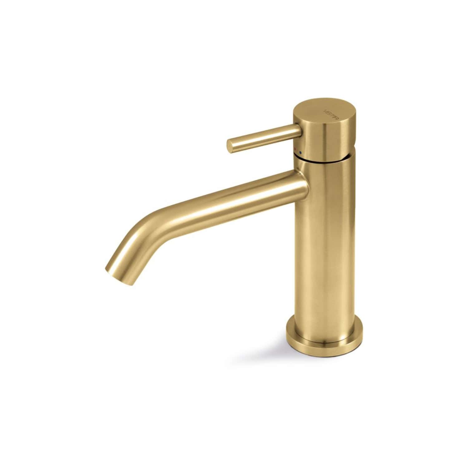Shiny gold bathroom faucet with modern design, single lever handle, ideal for luxury bathroom renovations and high-end kitchen sinks. Durably crafted and easy to operate.
