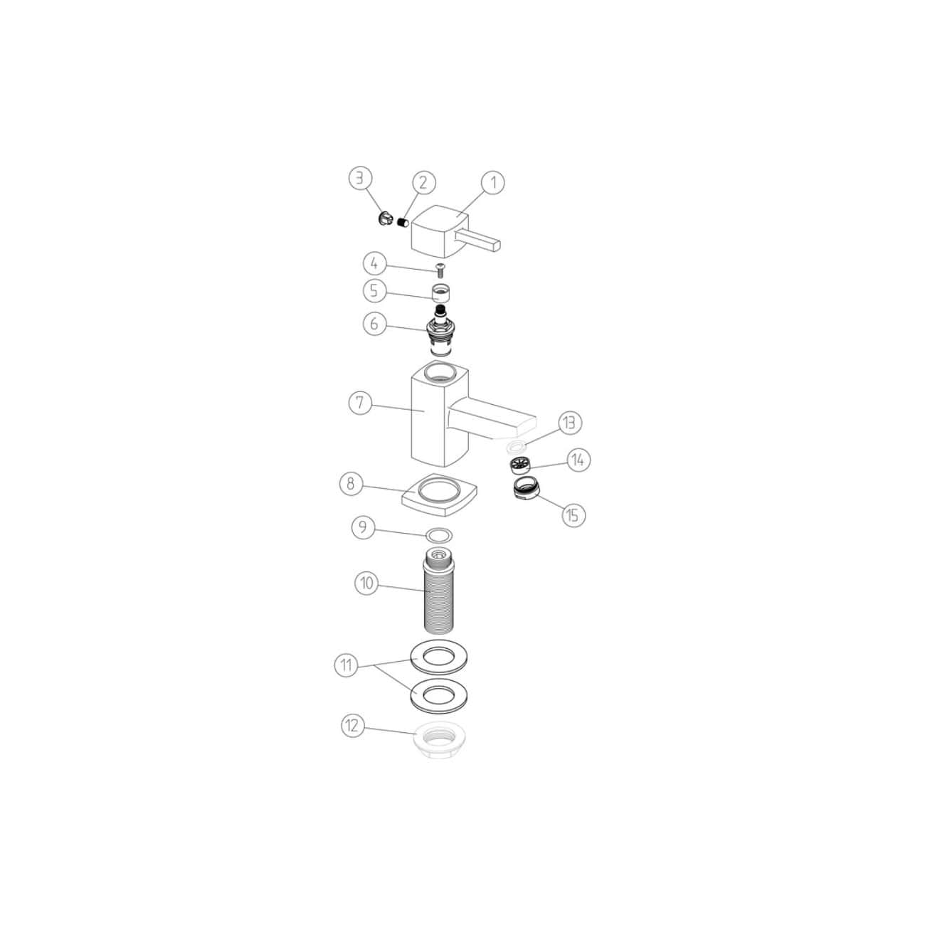 Modern bathroom faucet installation diagram with detailed parts and assembly guide, showcasing high-quality bathroom fixtures for stylish and functional Bubly Bathrooms.