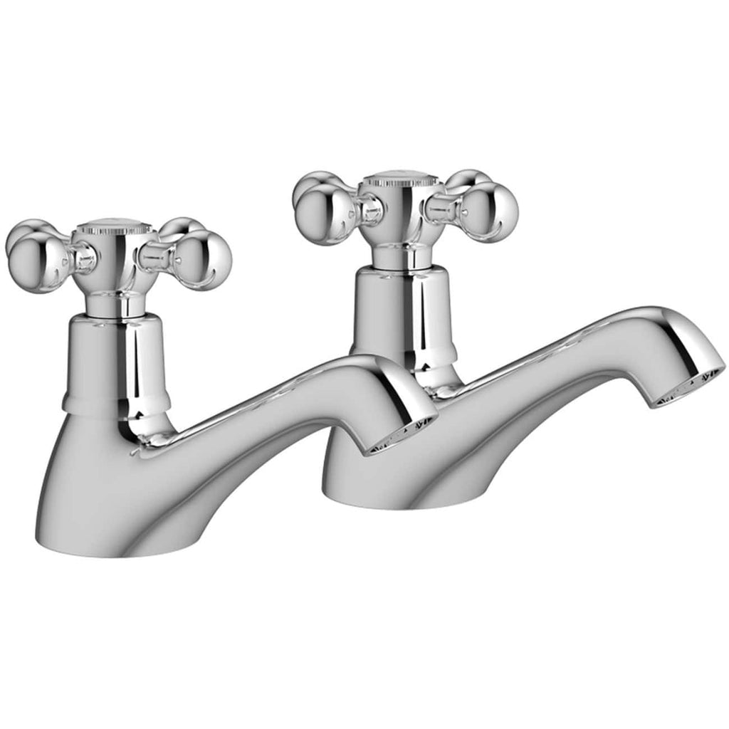 Chrome kitchen sink tap with dual crosshead handles, classic design, polished finish, suitable for traditional and modern bathroom or kitchen interiors.
