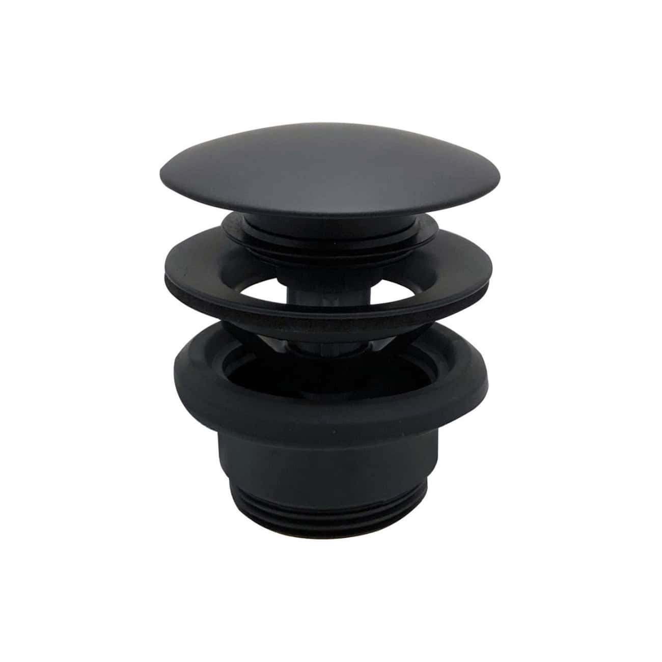 Black bathroom sink waste trap with multiple adjustable connectors and rubber seals, designed for effective water drainage in modern bathrooms.