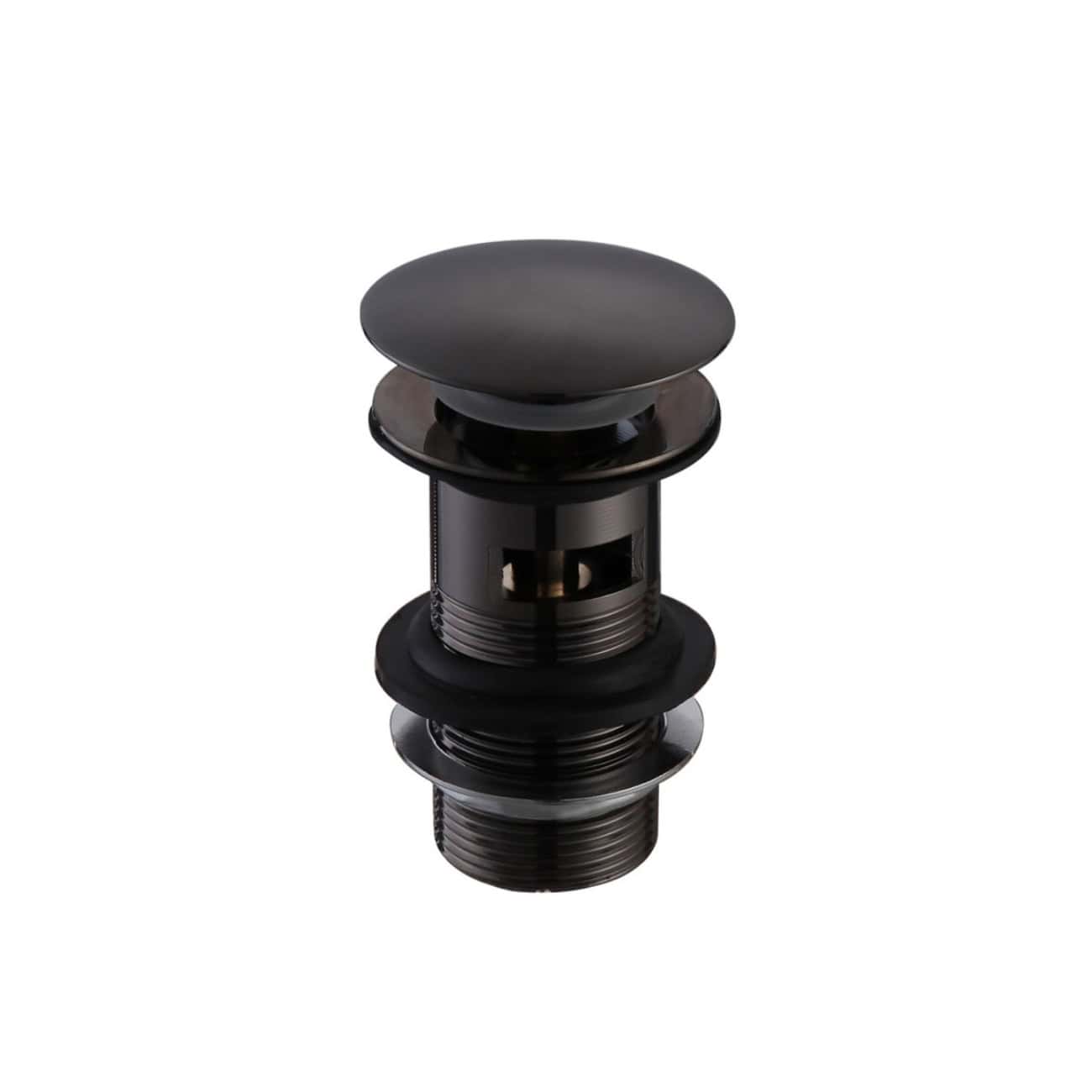 High-quality black pop-up drain cover for bathroom sinks, designed for seamless fit and easy installation, providing a modern and functional solution for bathroom fixtures.