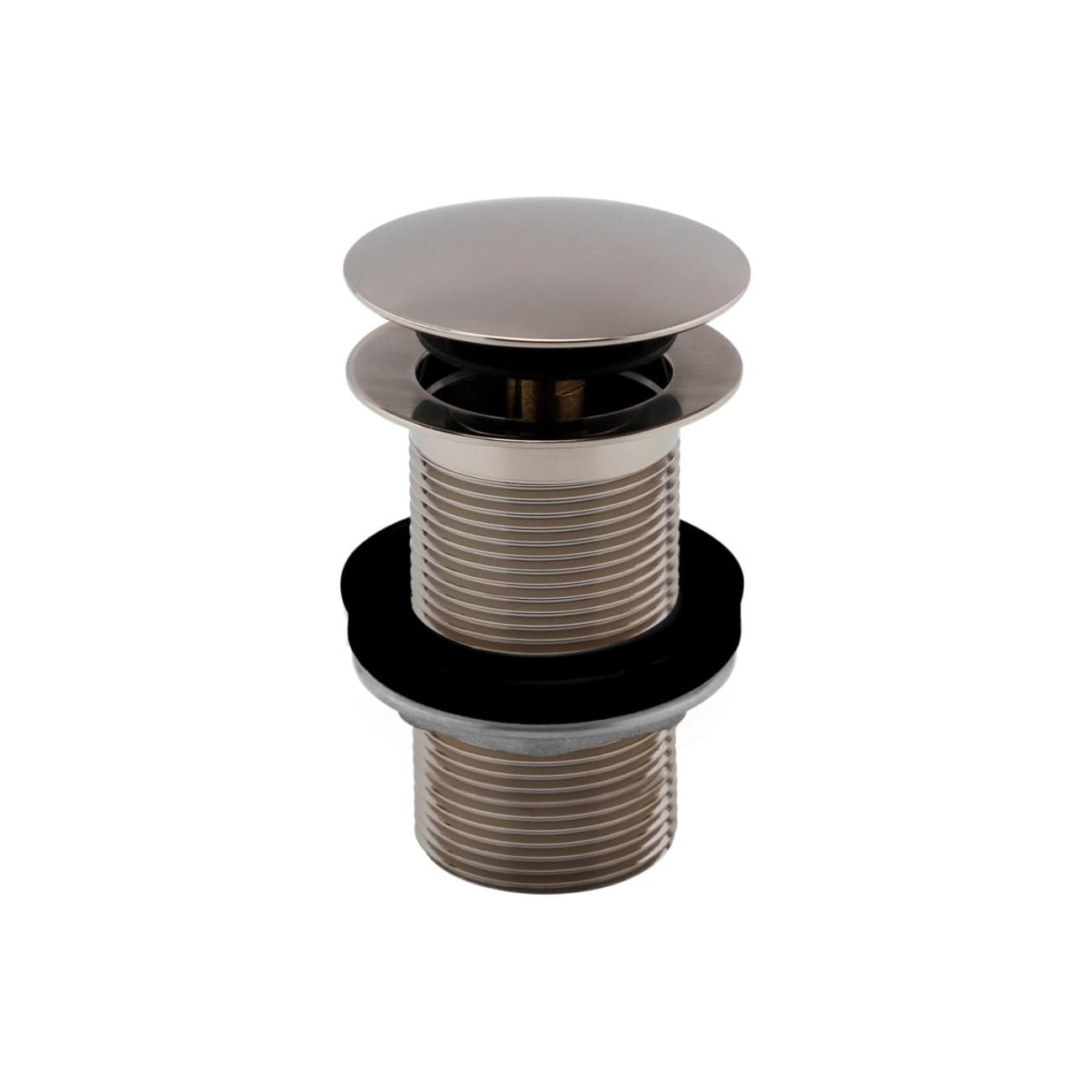 Modern bathroom sink pop-up drain with polished chrome finish, suitable for residential and commercial bathroom fixtures, ensuring efficient water drainage and easy maintenance.