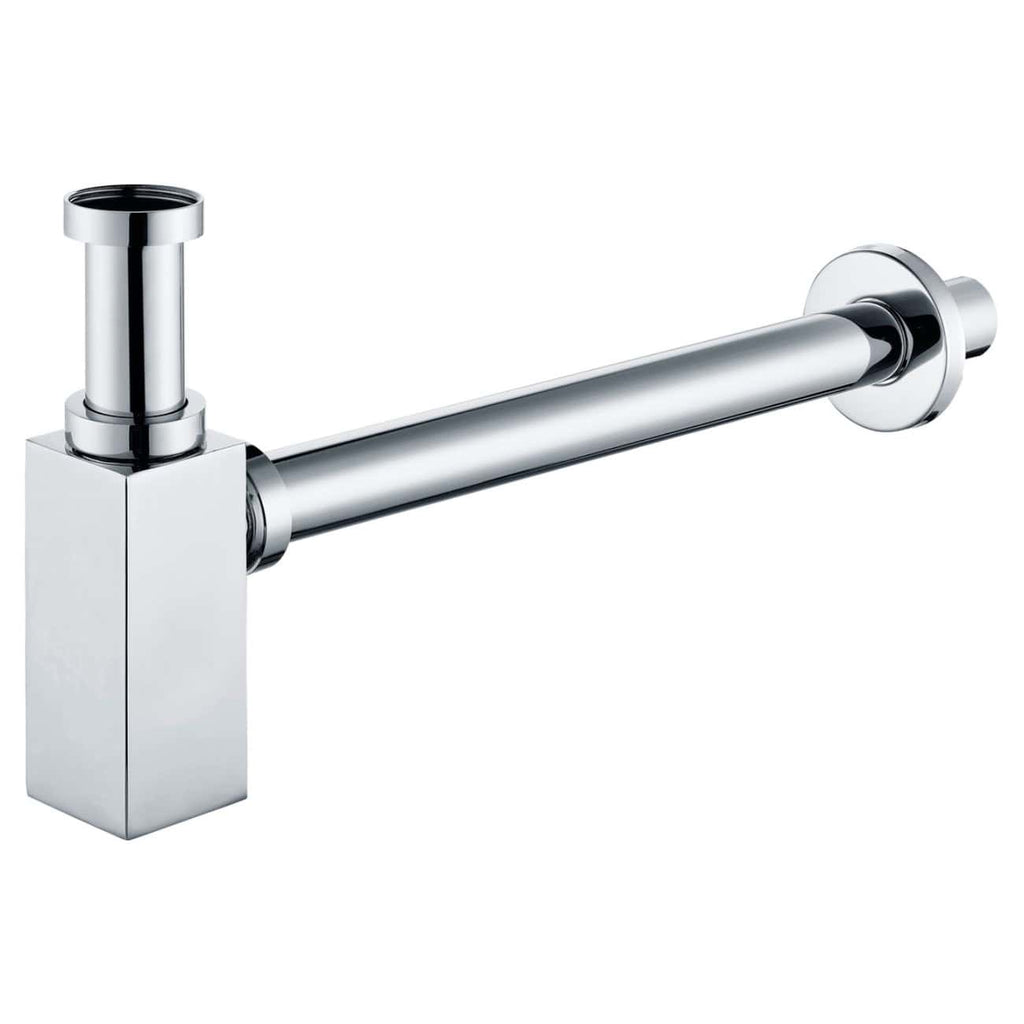 Sleek chrome bathroom waste trap with a modern design, ideal for stylish sink installations in contemporary bathrooms. Durable and easy to install for a professional finish.