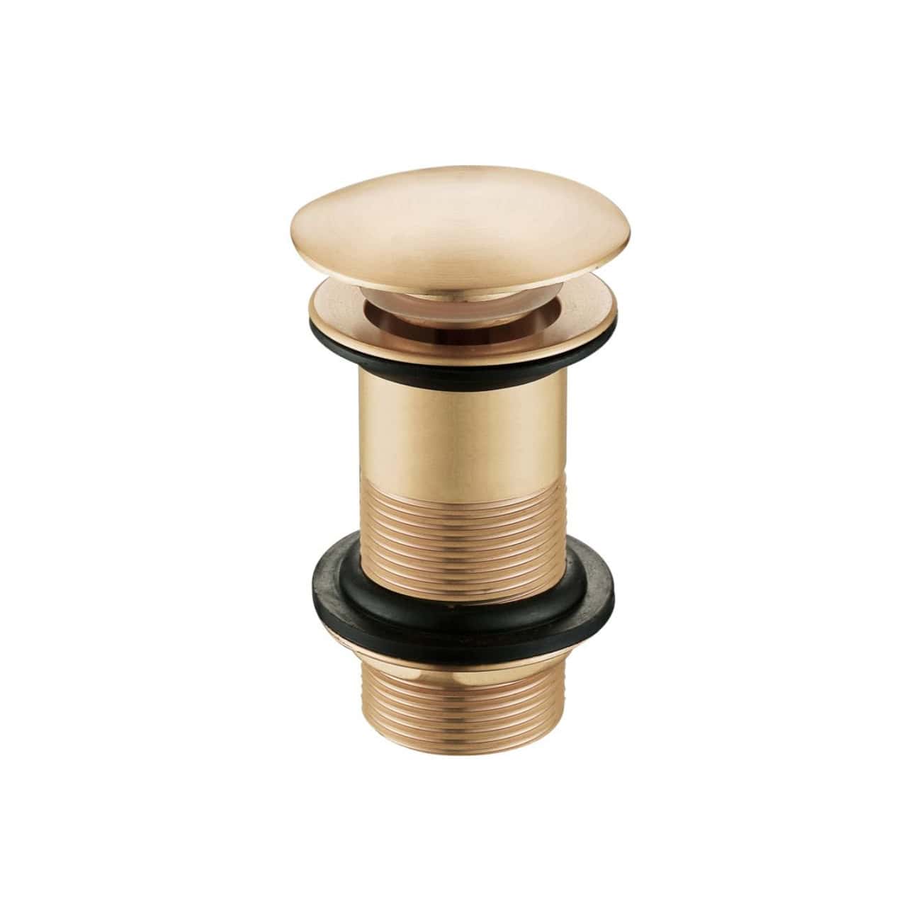 Brass pop-up bath drain stopper with rubber sealing ring, suitable for modern bathroom fixtures, corrosion-resistant and durable.