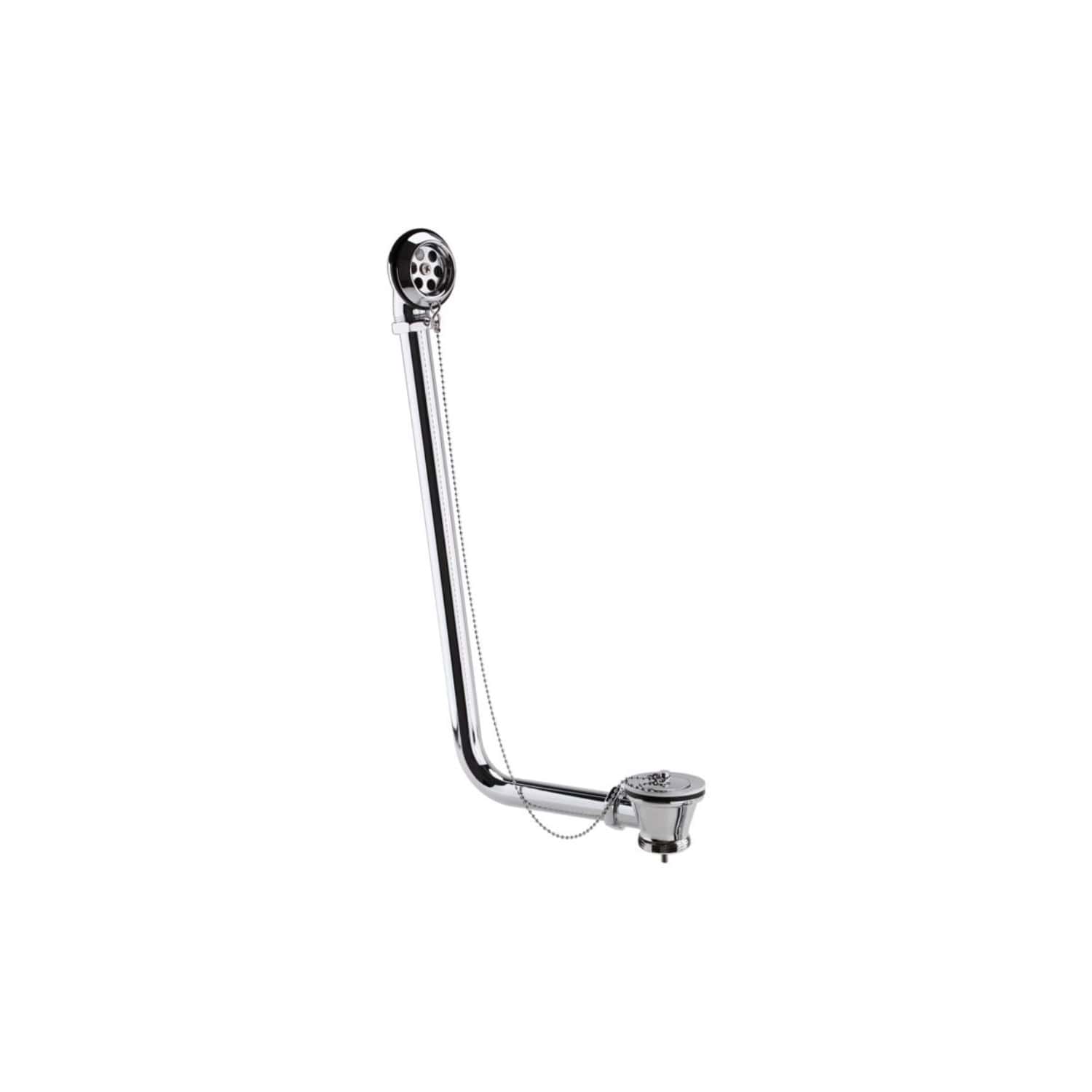 Polished chrome bath waste with built-in overflow, suitable for modern bathroom design and high-quality plumbing fixtures.