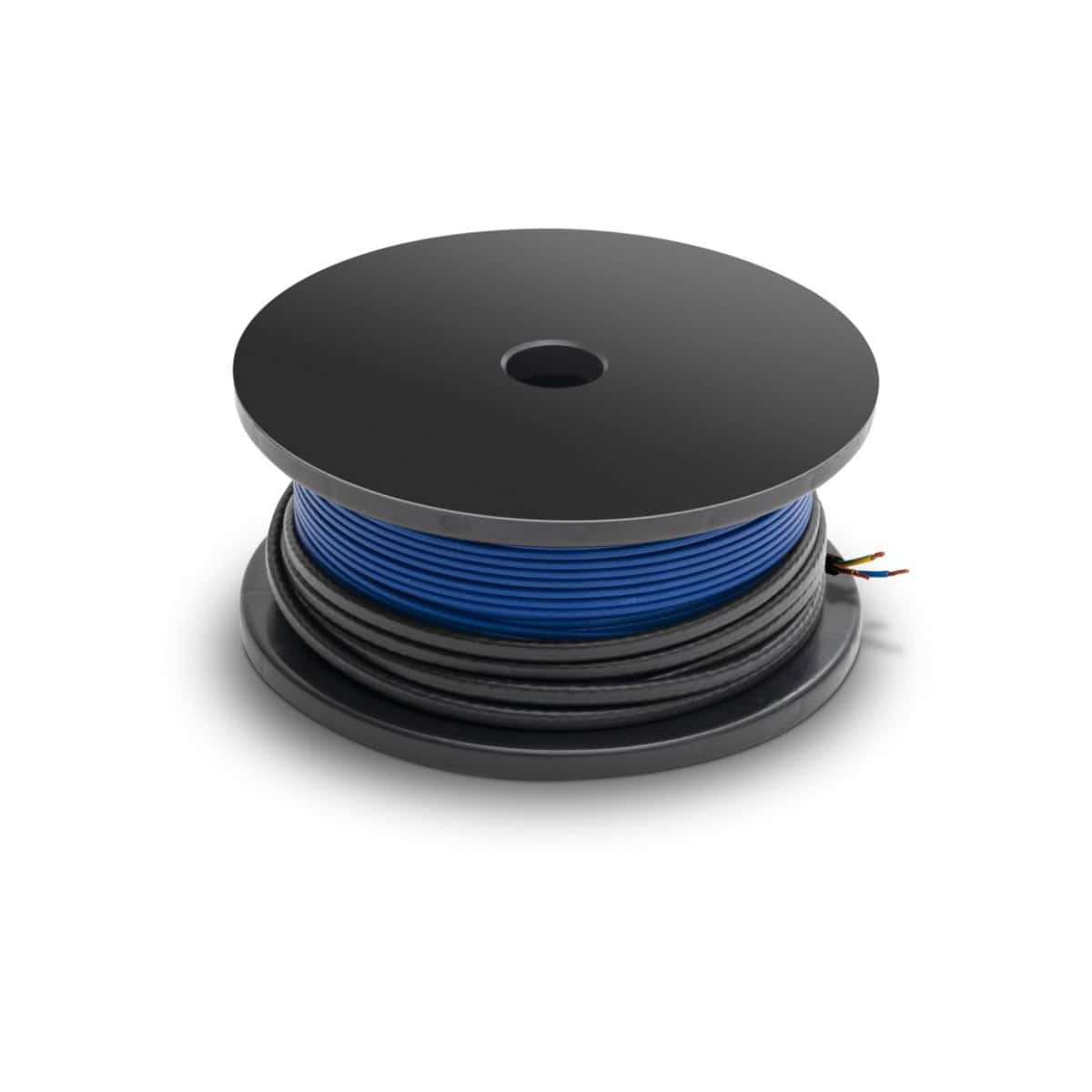 Flexible blue and black plumbing pipe on spool for bathroom installation, high-quality spacer for durable bathroom plumbing, ideal for modern bathroom refurbishments.