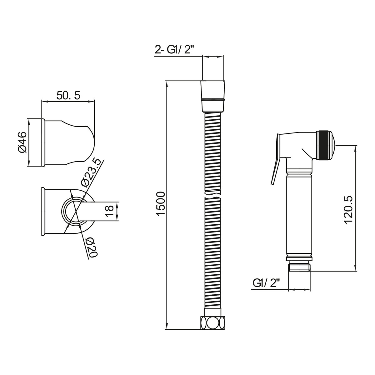 Scudo Thermostatic Douche Kit