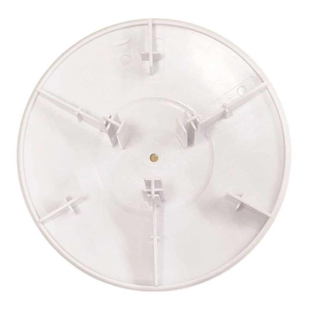 White plastic bathroom ceiling light cover, round and designed for waterproofing and safety in shower areas. Perfect for modern bathroom lighting installations.