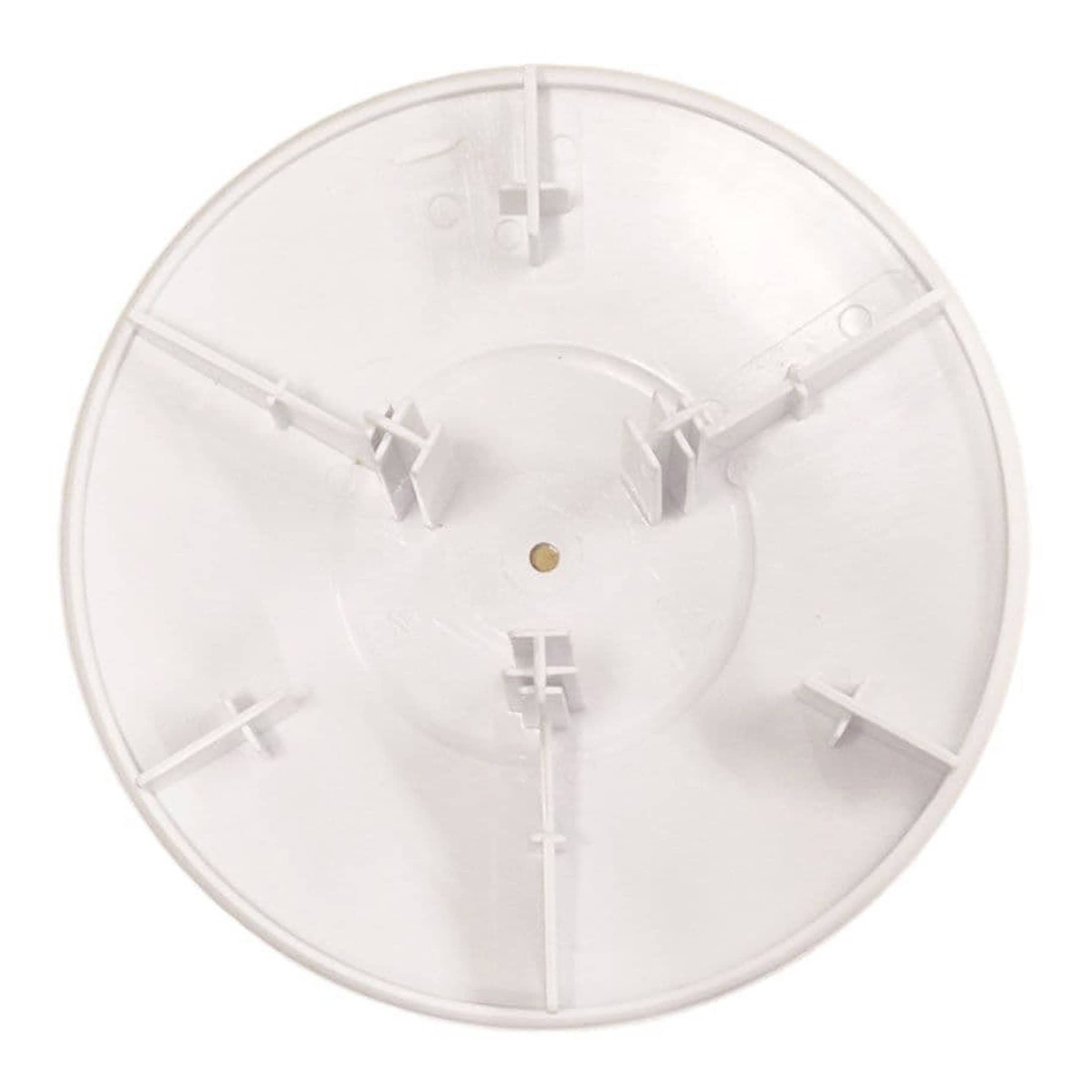 White plastic bathroom ceiling light cover, round and designed for waterproofing and safety in shower areas. Perfect for modern bathroom lighting installations.