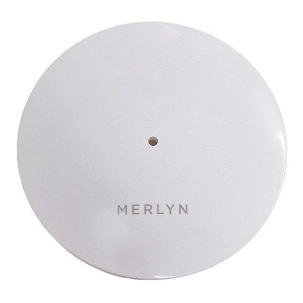 Modern round Merlyn bathroom diffuser with sleek white finish, ideal for stylish and functional bathroom environments. Perfect for enhancing bathroom decor with contemporary design.