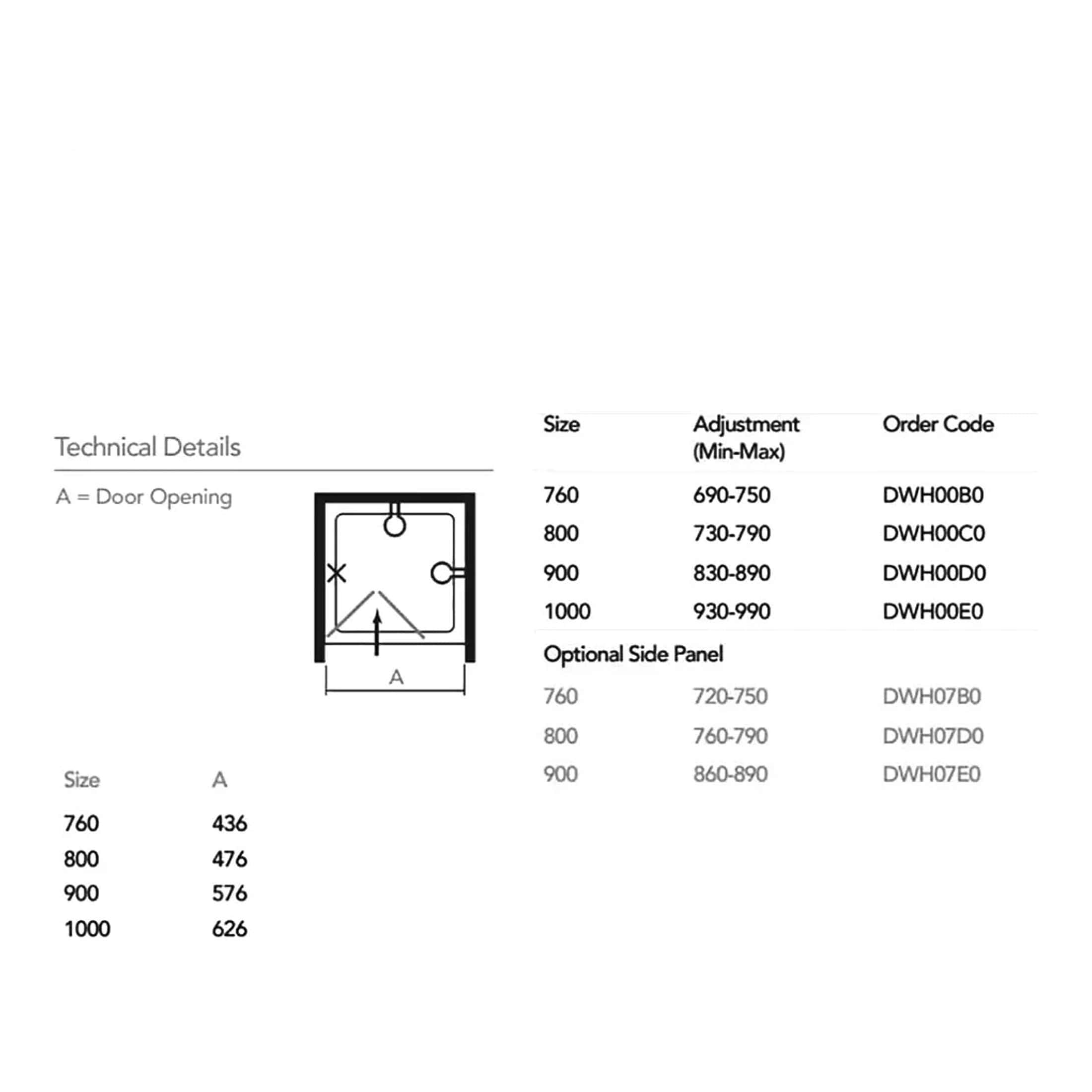 Precision shower enclosure technical drawing with dimensions and installation options for optimal bathroom space. Perfect for customised bubly.co.uk bathroom design solutions.