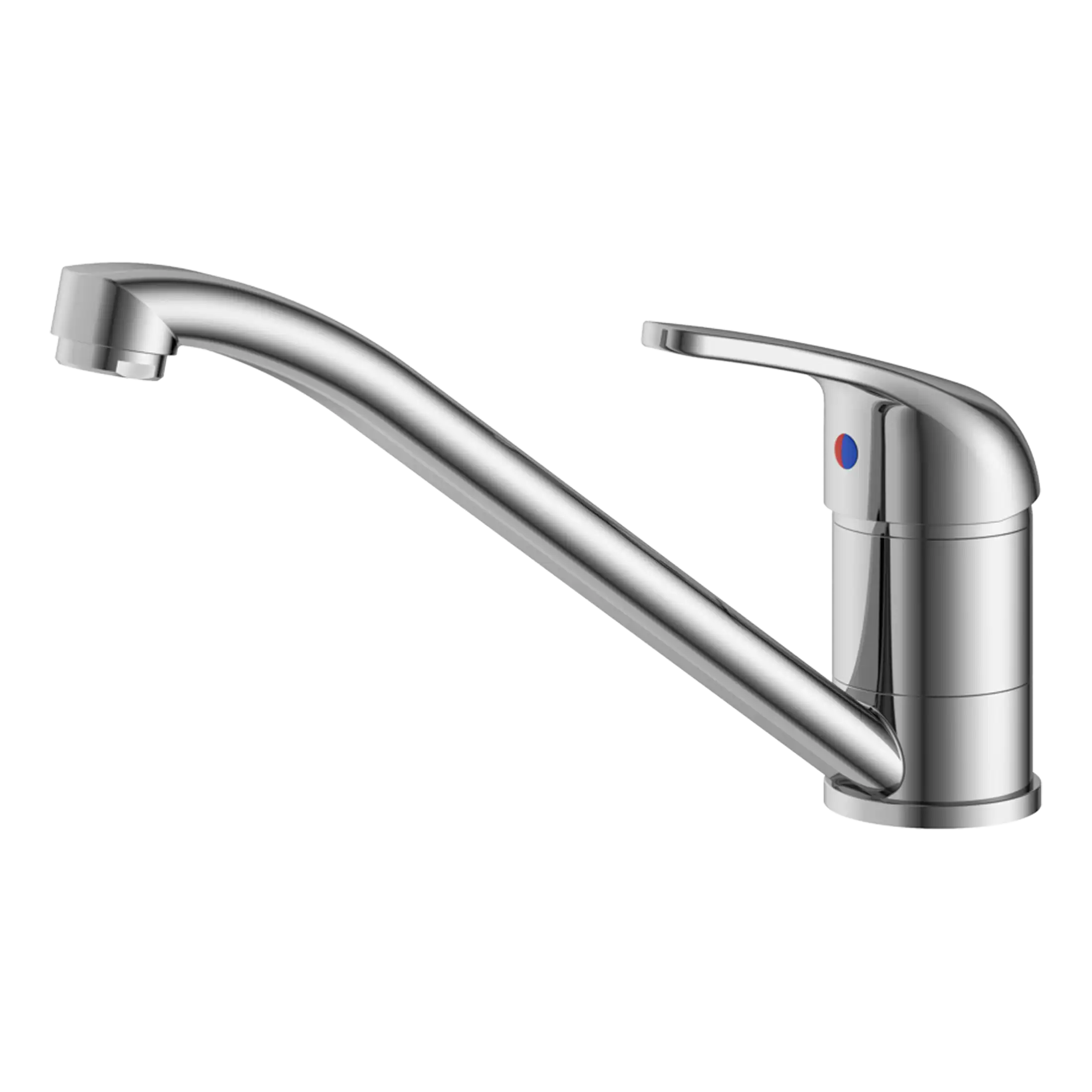 Sleek modern stainless steel kitchen tap with single lever handle, ideal for contemporary bathroom or kitchen sink installations, offering durability and stylish design.