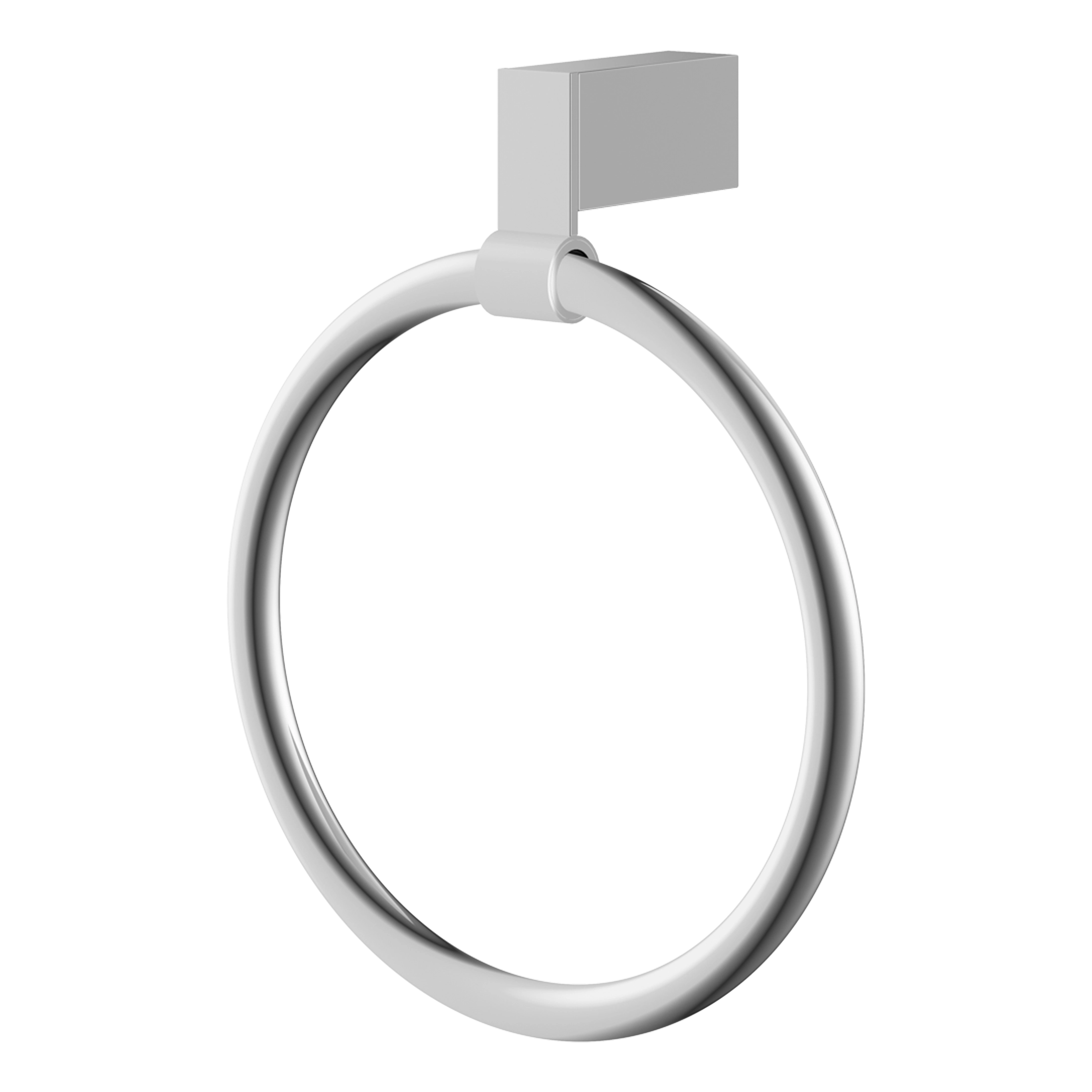 Shiny chrome towel ring for modern bathrooms, offering stylish and functional bathroom accessories for easy towel hanging and organisation. Perfect for contemporary bathroom decor.