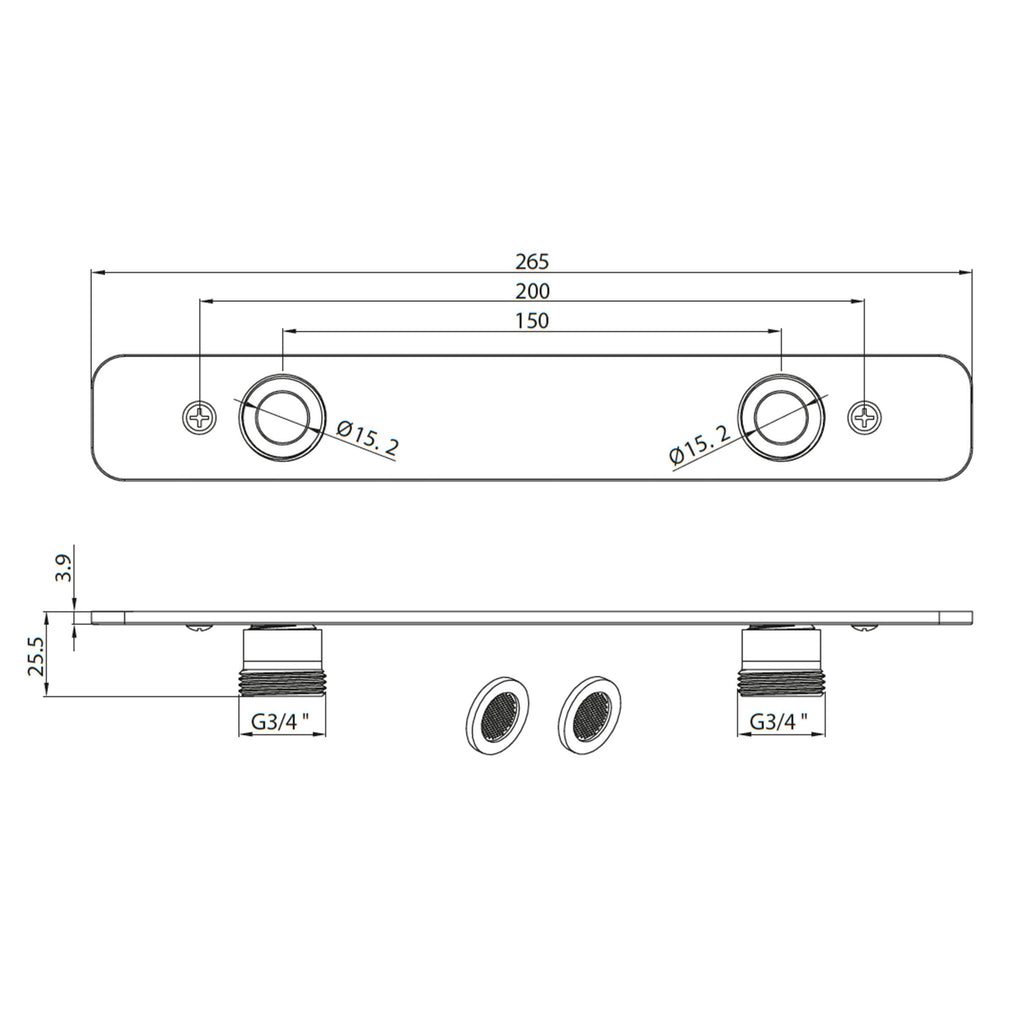 Scudo Easy Kit Plate, Chrome technical drawing