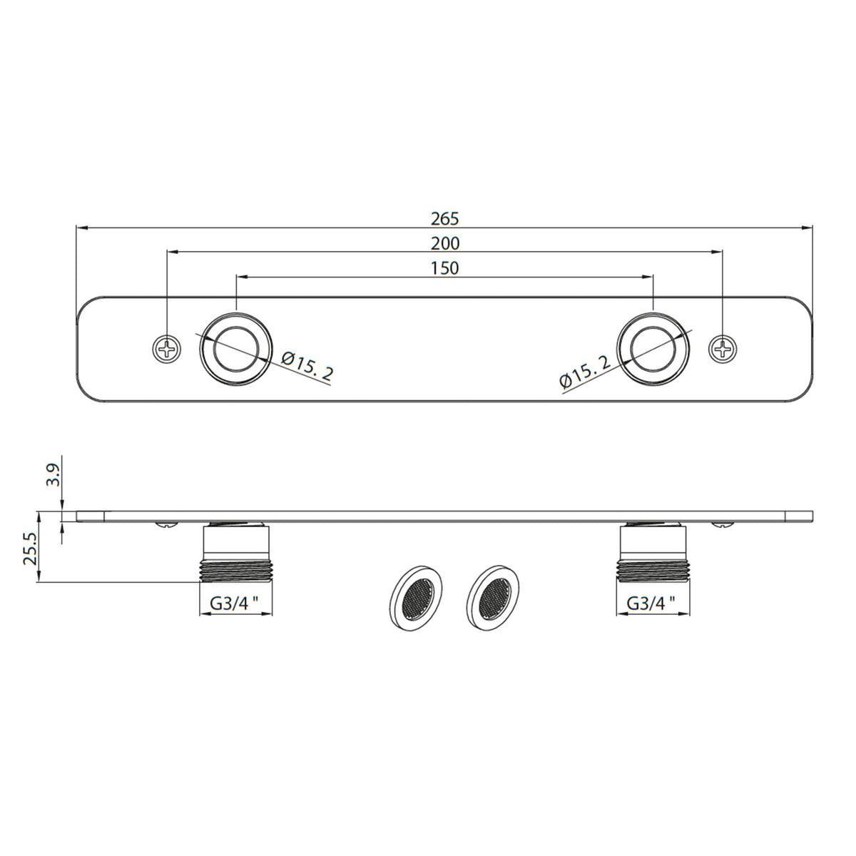 Scudo Easy Kit Plate, Chrome technical drawing
