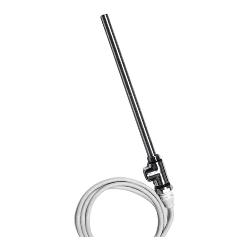 Chrome bathroom shower arm with flexible hose, ideal for modern bathroom fixtures and plumbing repairs. Perfect for replacing or upgrading shower components for enhanced bathroom functionality.