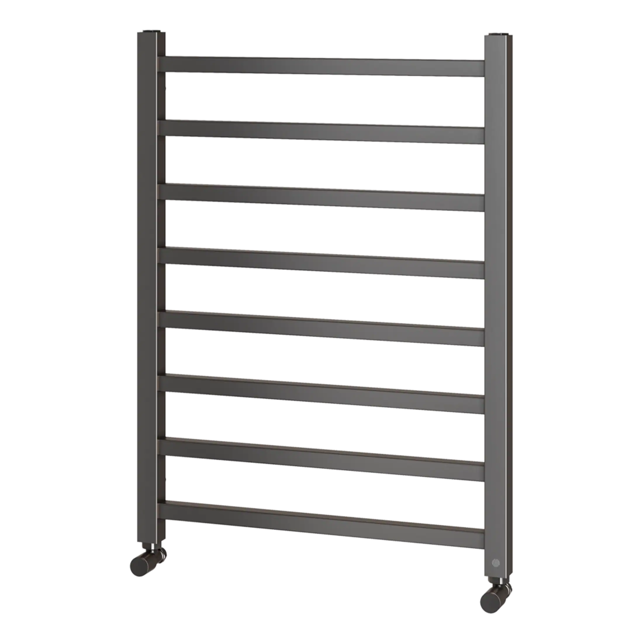 Sliding bathroom radiator towel rail in modern grey finish, ideal for bathroom heating and towel drying, with durable design and easy mobility.