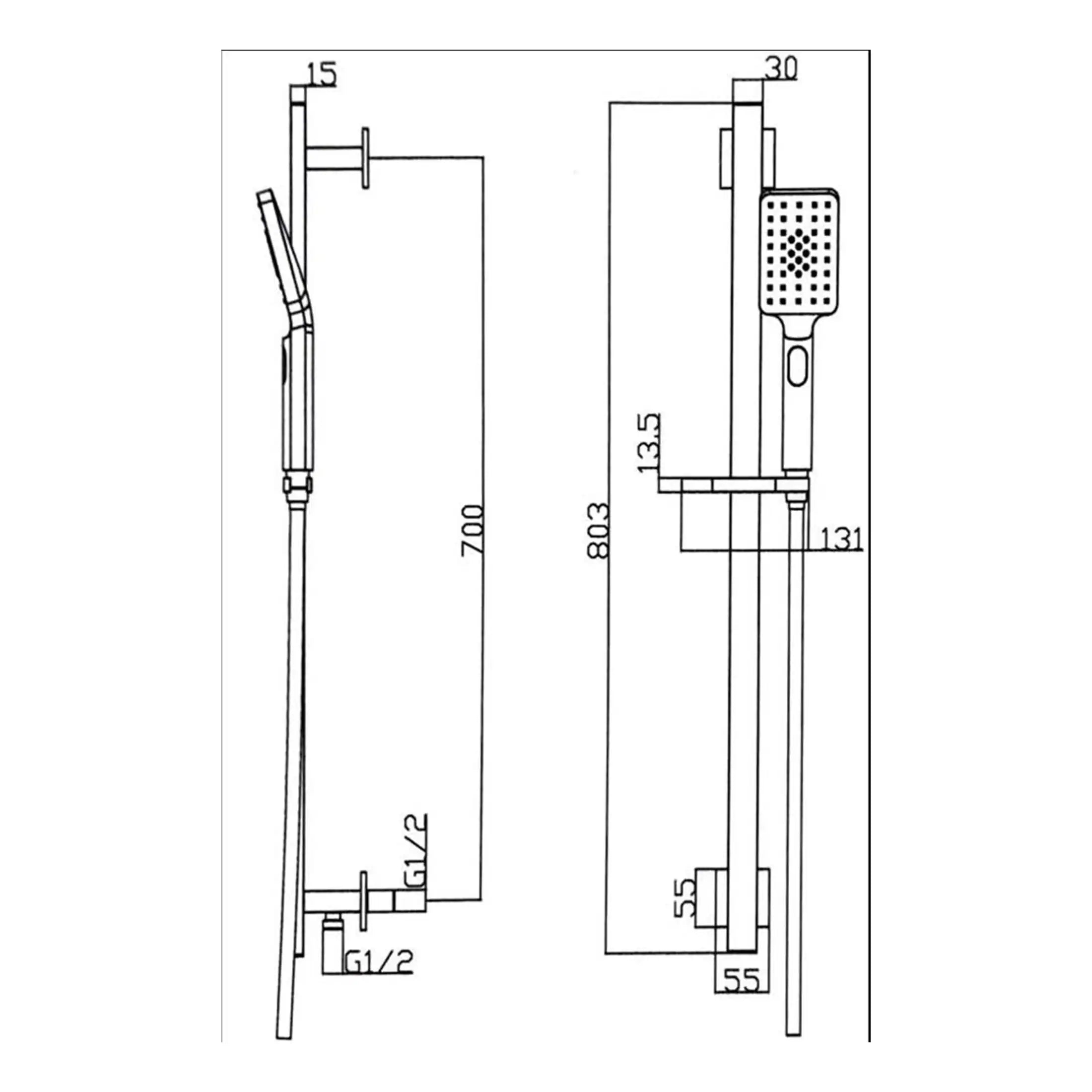 Sleek modern shower panel with built-in handheld shower head, chrome finish, adjustable height, perfect for contemporary bathroom renovations, offering a luxury shower experience.