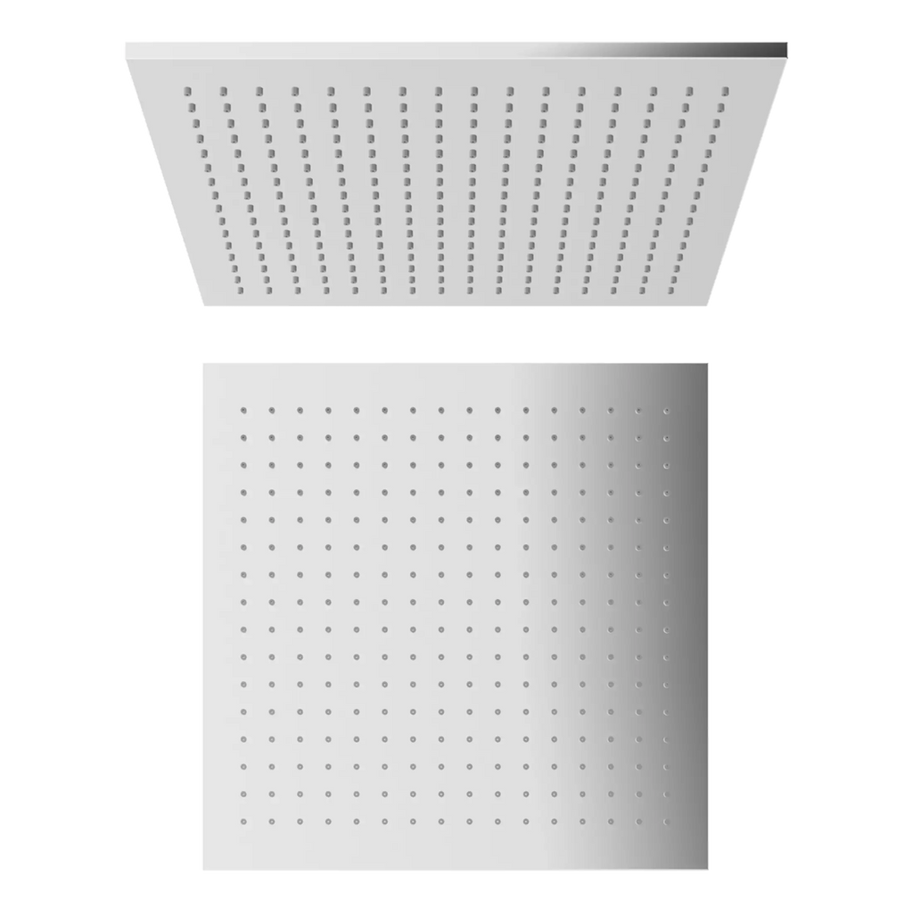 Shower head with square design and multiple spray nozzles for modern bathroom bathrooms, high-quality rainfall showerhead, sleek and minimalist style for luxury bathroom upgrades.