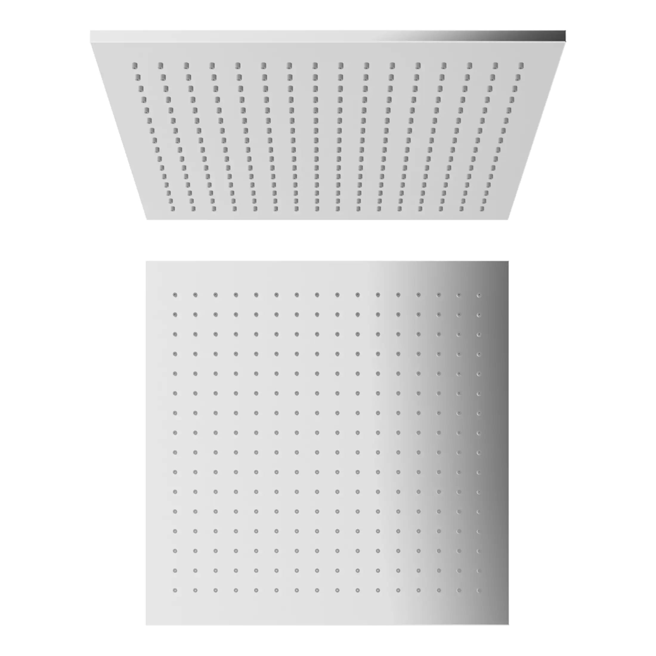 Shower head with square design and multiple spray nozzles for modern bathroom bathrooms, high-quality rainfall showerhead, sleek and minimalist style for luxury bathroom upgrades.