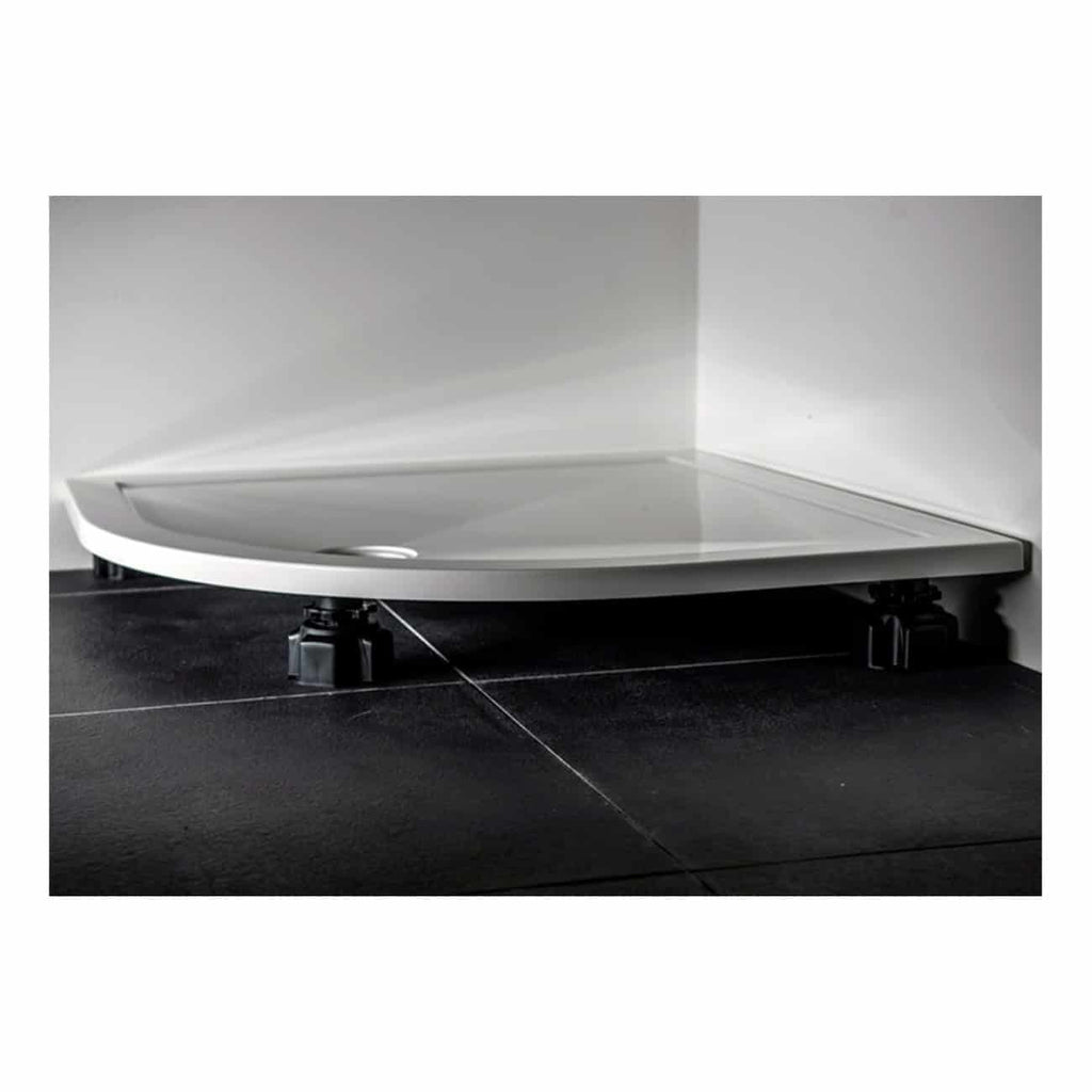Polished modern shower tray with sleek white finish, designed for contemporary bathroom aesthetics and easy cleaning, ideal for installing discreet shower enclosures.
