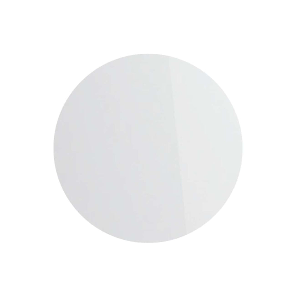 White spherical bathroom mirror with sleek modern design, perfect for contemporary bathroom decor. Durable, frameless style enhances space and adds a minimalist touch.